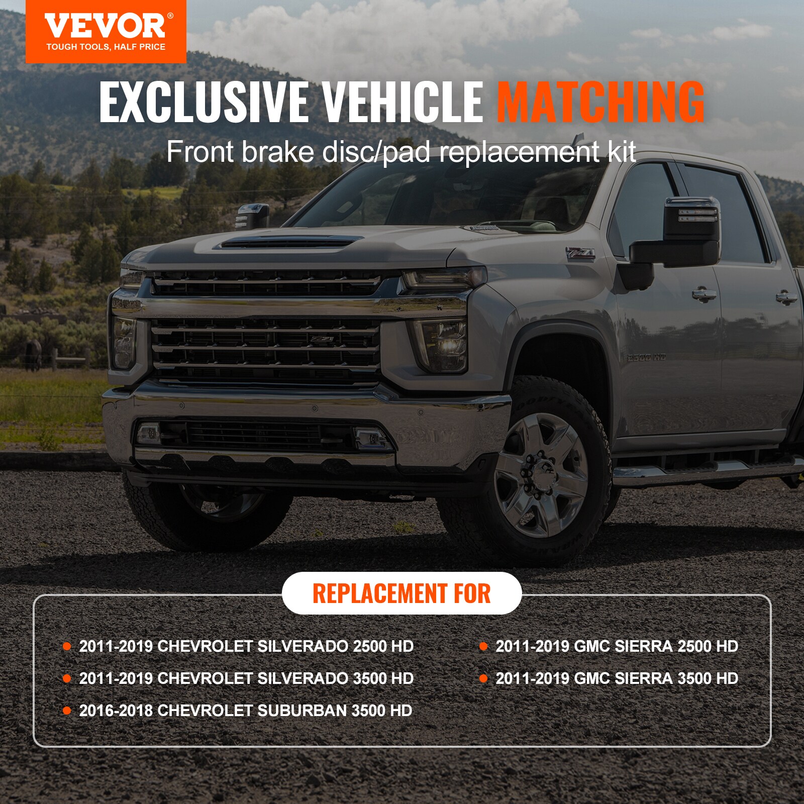 Juego de frenos delanteros compatible con Chevy Silverado y GMC Sierra 2500 3500 HD 2011-2019, rotores de freno perforados y ranurados, pastillas de freno de cerámica, kit de reemplazo de 14 rotores delanteros