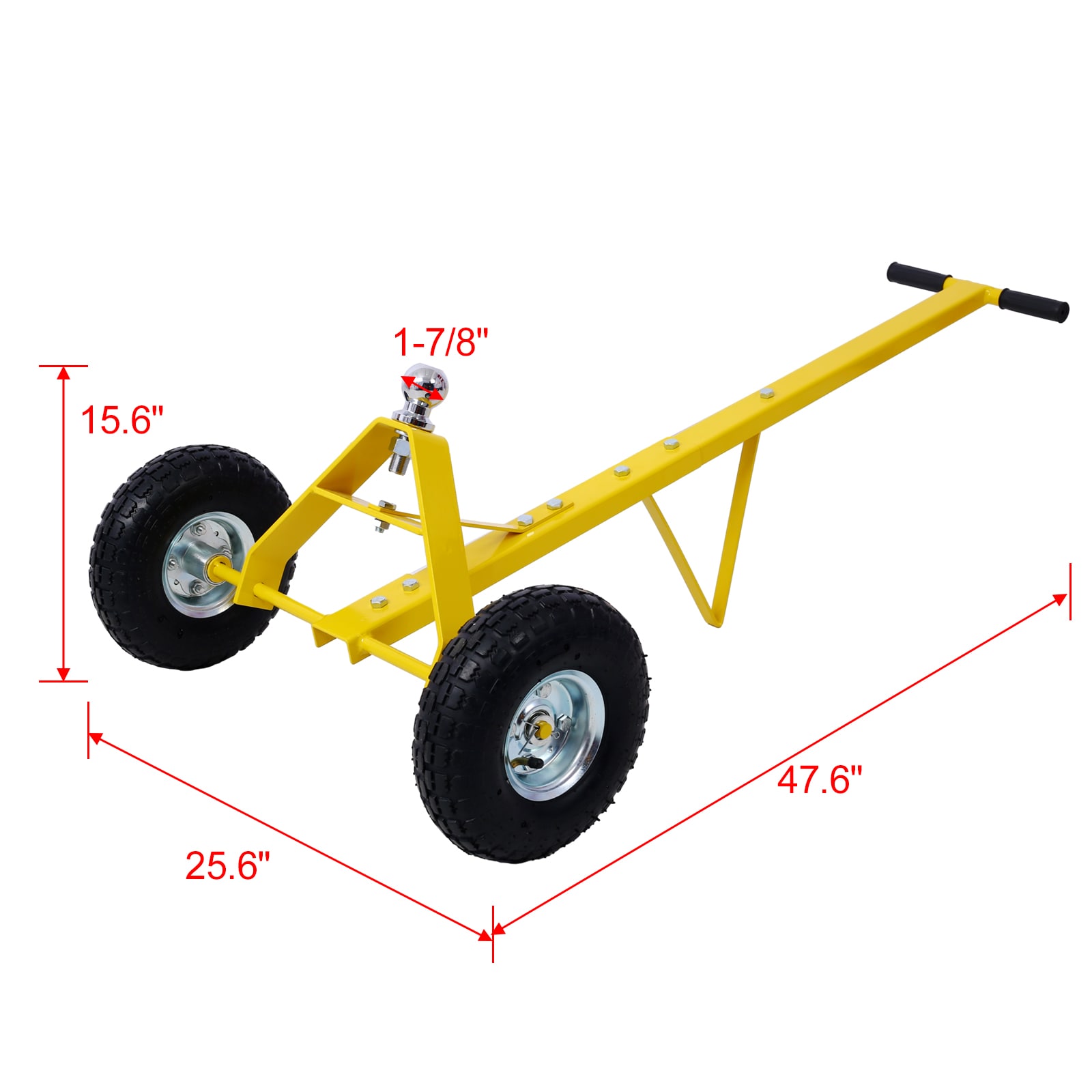 Carretilla Remolque Kahomvis con Llantas Neumáticas - Capacidad Máxima de 600 Lbs, Color Amarillo GH-QP214-882