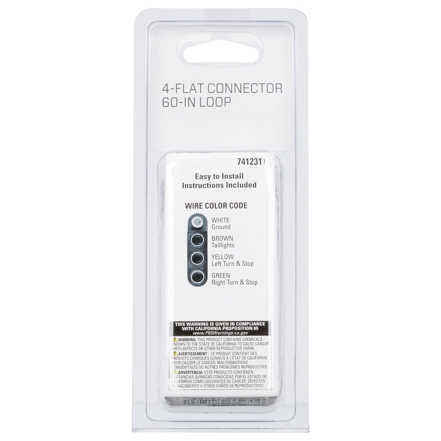 Conector de Remolque Reese de 4 vías, 60 pulgadas, Extremo del Vehículo, Negro 7412311
