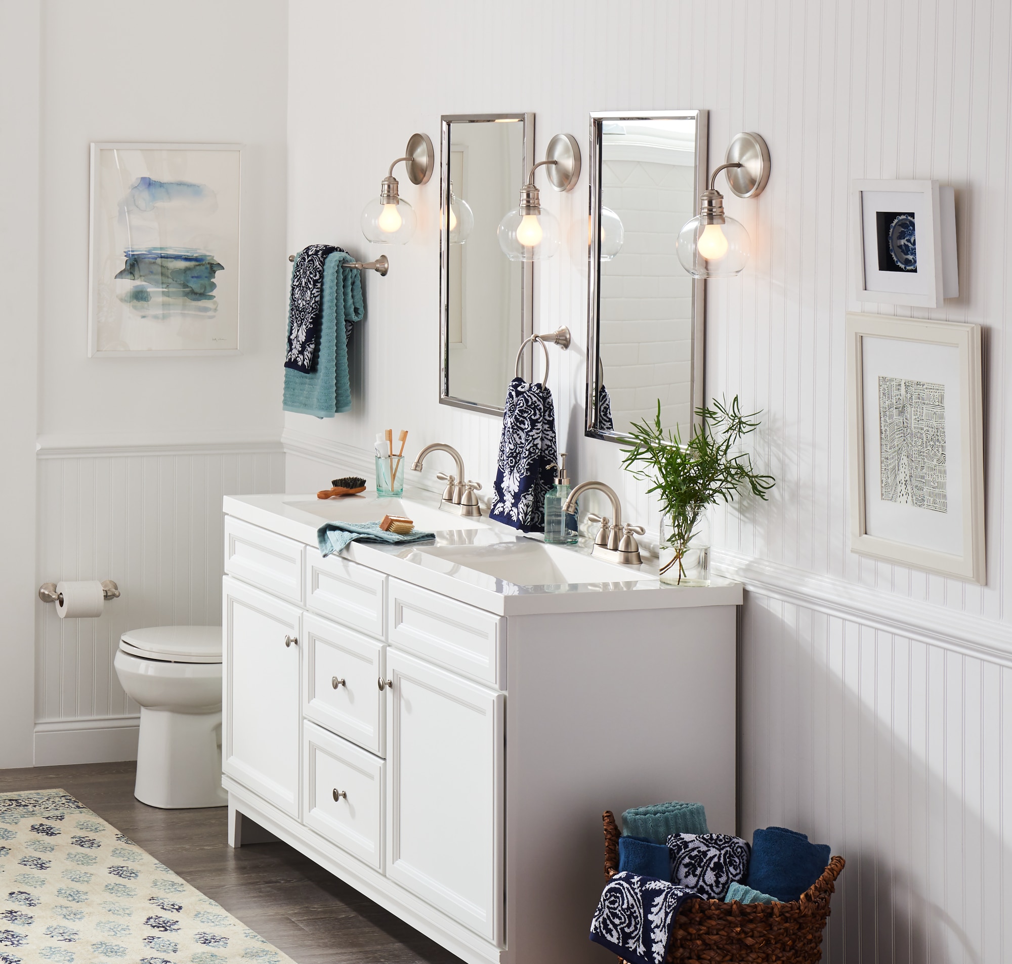 Juego de Accesorios Decorativos de Baño de Níquel Cepillado Sage de 3 Piezas Moen - Barra de Toalla, Porta Rollos de Papel Higiénico, Anillo de Toalla incluidos DN6893BN-01