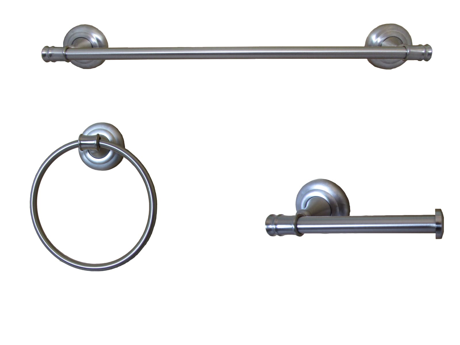 Set de accesorios decorativos para baño en cromo Edgerton de 3 piezas - Barra para toallas, Porta papel higiénico, Anillo para toalla, Incluidos BA3801-3SET-CH