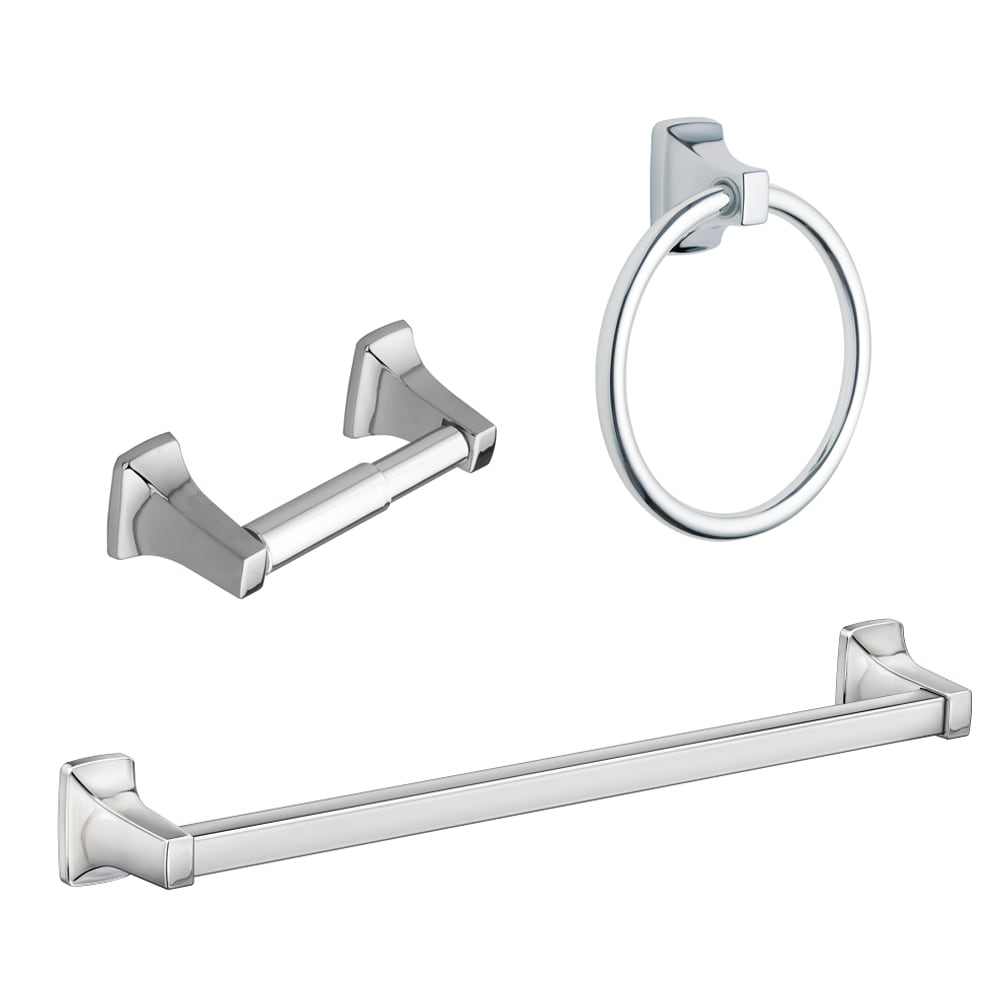 Juego de accesorios de baño decorativos de cromo Moen Adler de 3 piezas: Barra de toallas, porta papel higiénico, y argolla para toallas, incluido YB0193CH