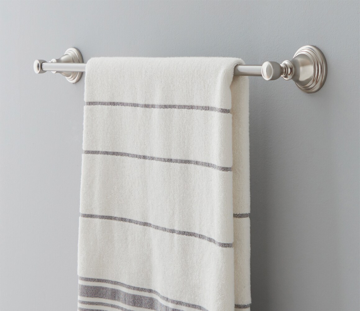 Conjunto de accesorios decorativos para baño de 3 piezas con acabado en níquel cepillado Jordon, incluye barra de toalla, porta papel higiénico y argolla para toalla - Modelo FSI657-18TPTRBNIC