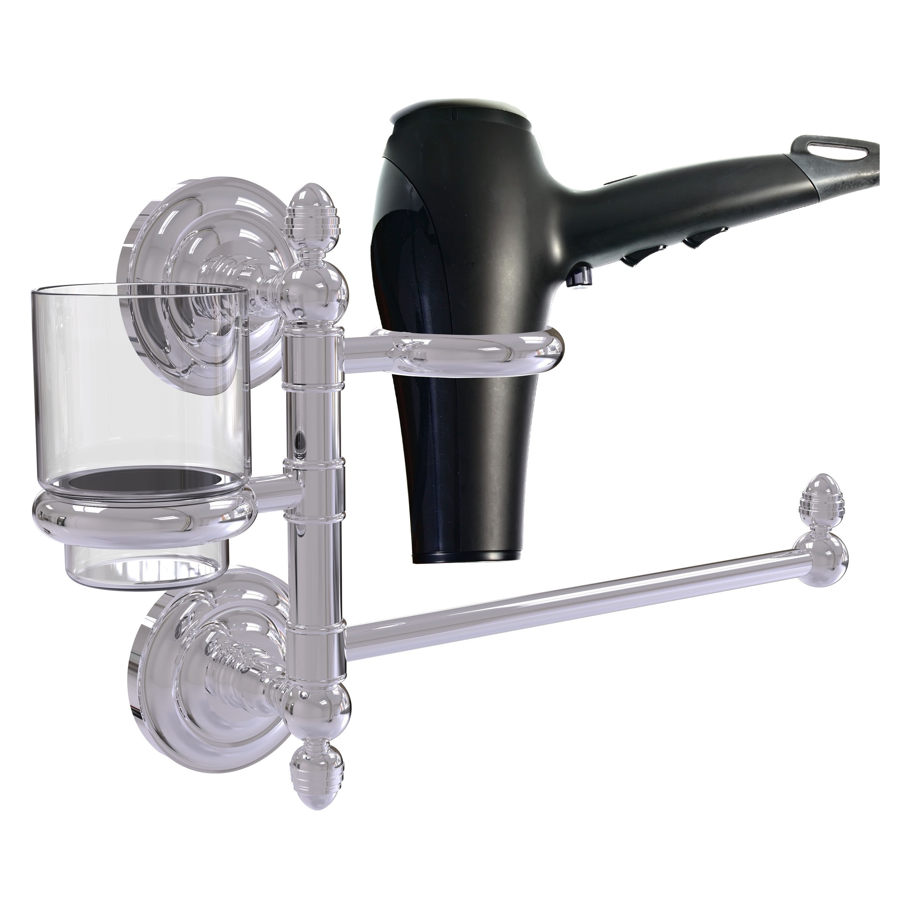 Juego de accesorios decorativos para baño de cromo pulido Que New de 2 piezas de Allied Brass, incluye barra de toalla