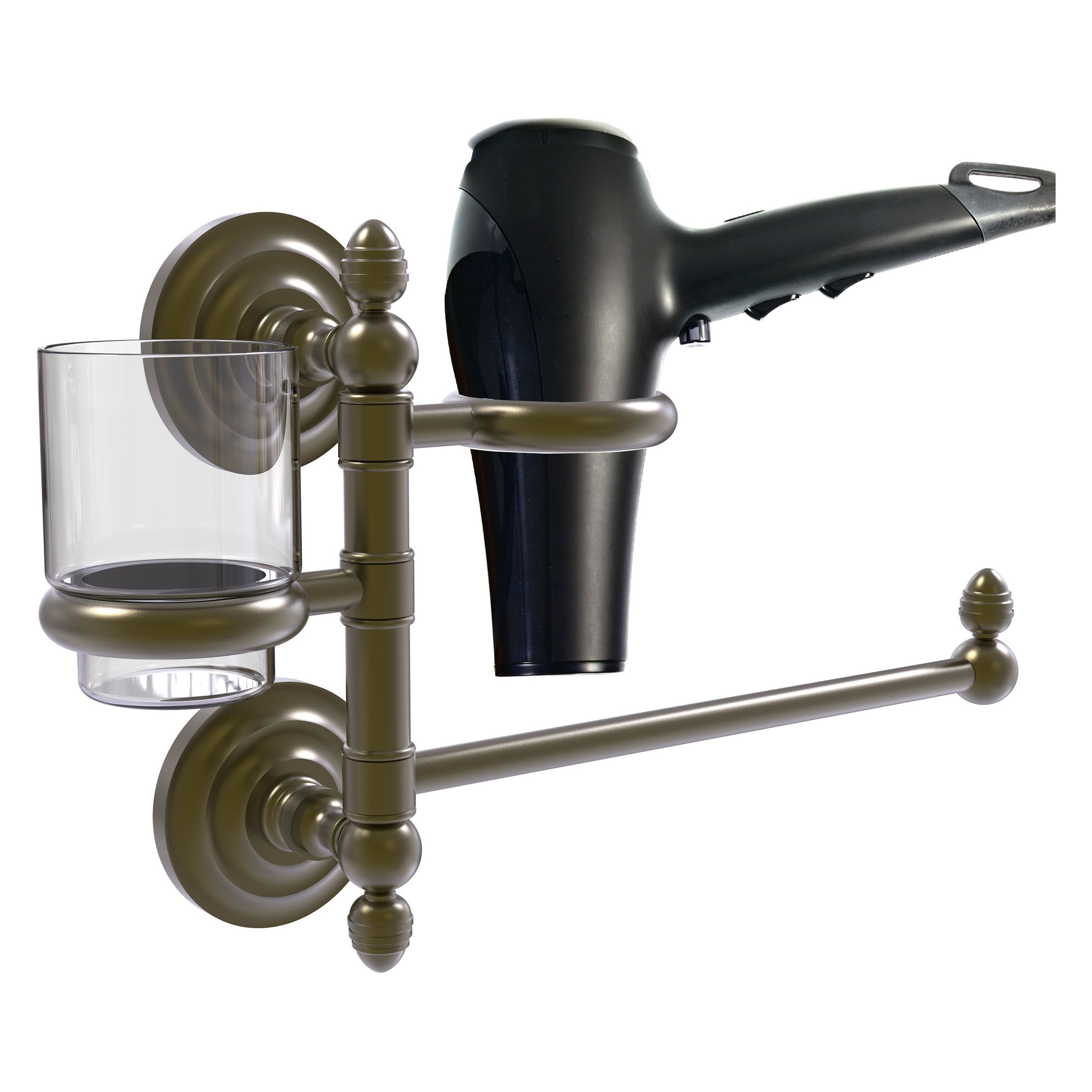 Juego de Accesorios de Baño Decorativos con Barra de Toallas en Latón Antiguo de 2 Piezas Allied Brass Que New. Incluye QN-GTBD-1-ABR.
