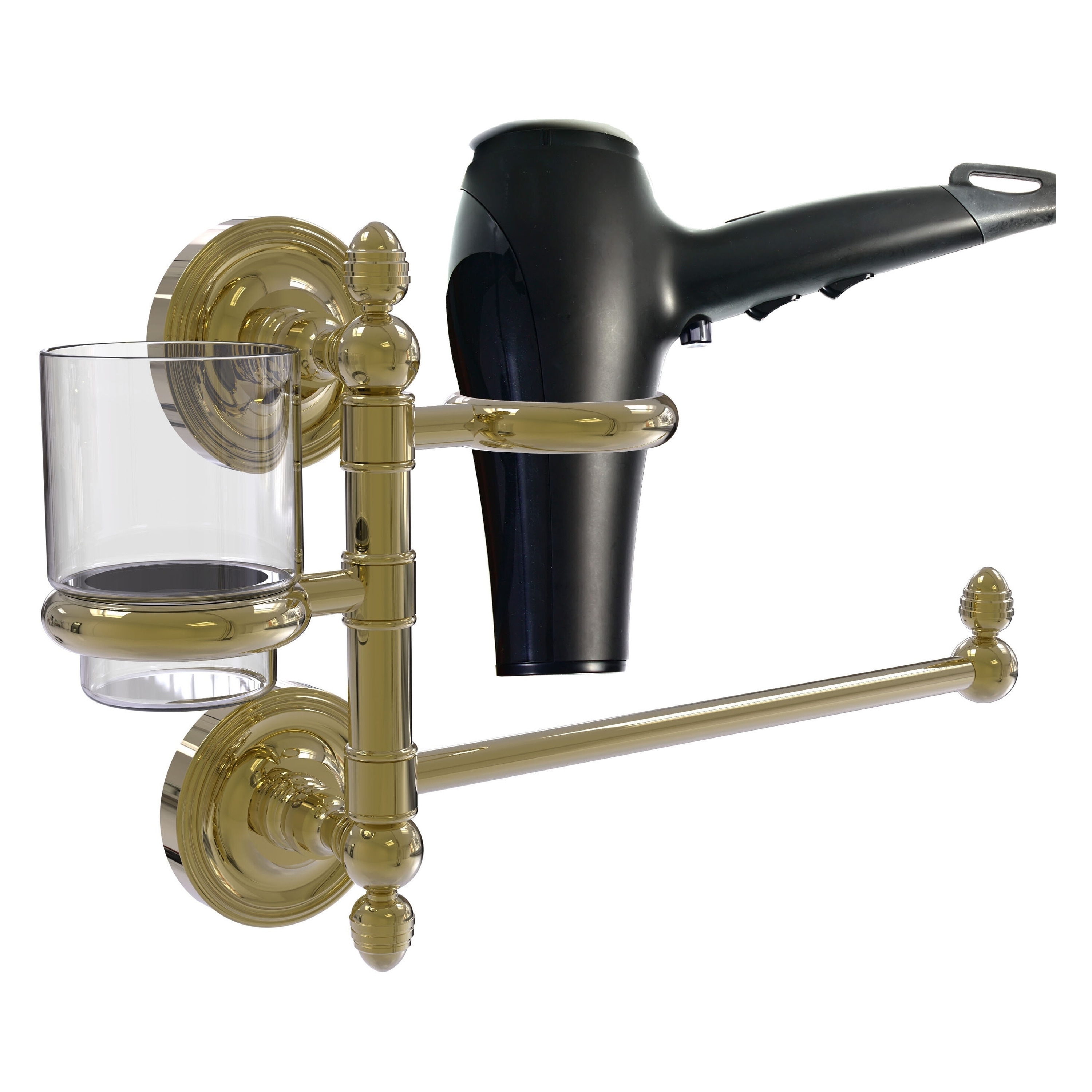 Juego de accesorios decorativos de baño de latón sin barnizar Prestige Regal de Allied Brass de 2 piezas, incluye barra para toallas PR-GTBD-1-UNL.