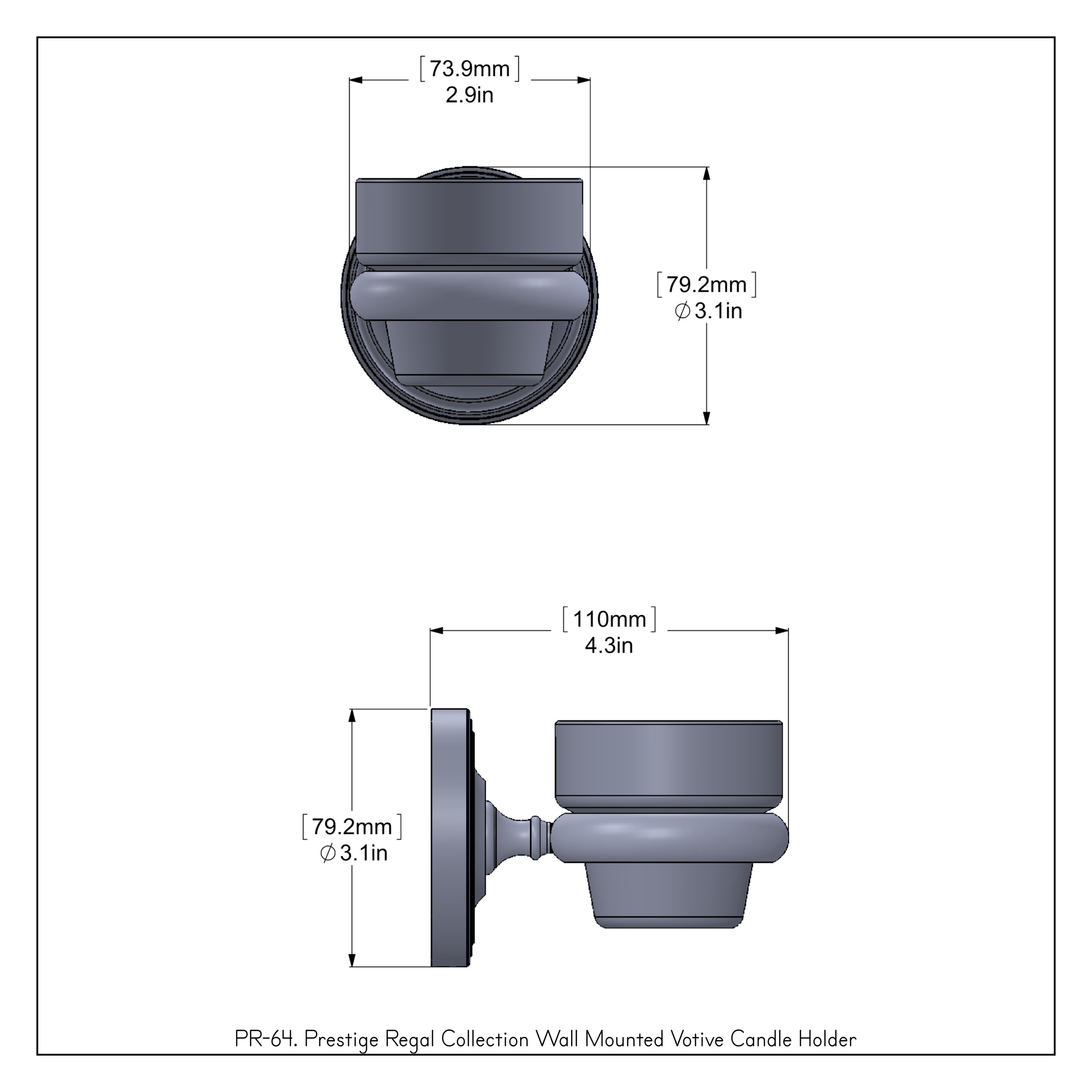 Juego de accesorios decorativos para baño de latón pulido de dos piezas Prestige Regal, incluye PR-64-PB.