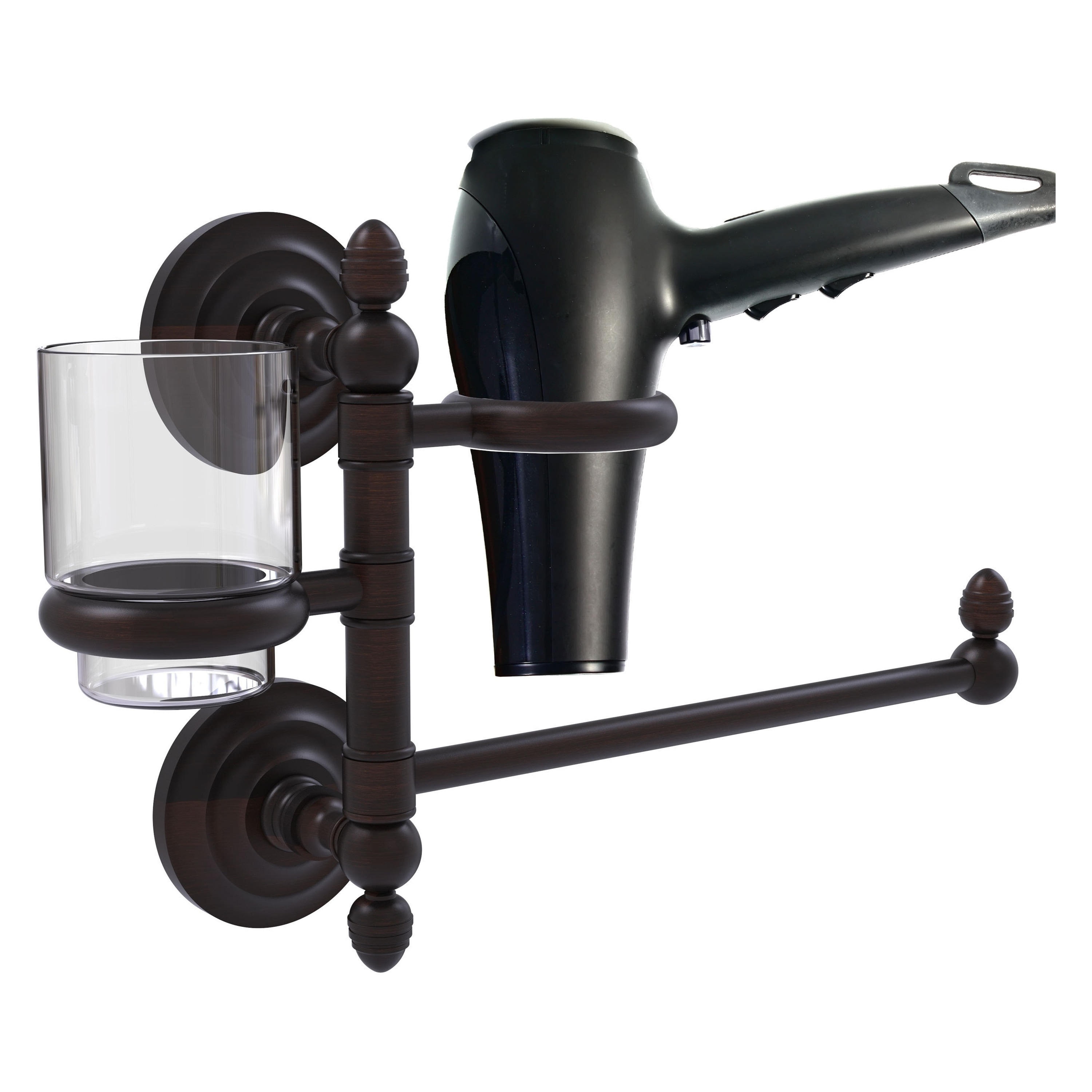 Juego de accesorios de baño decorativos de bronce veneciano Que New de 2 piezas de Allied Brass, incluye barra de toalla QN-GTBD-1-VB