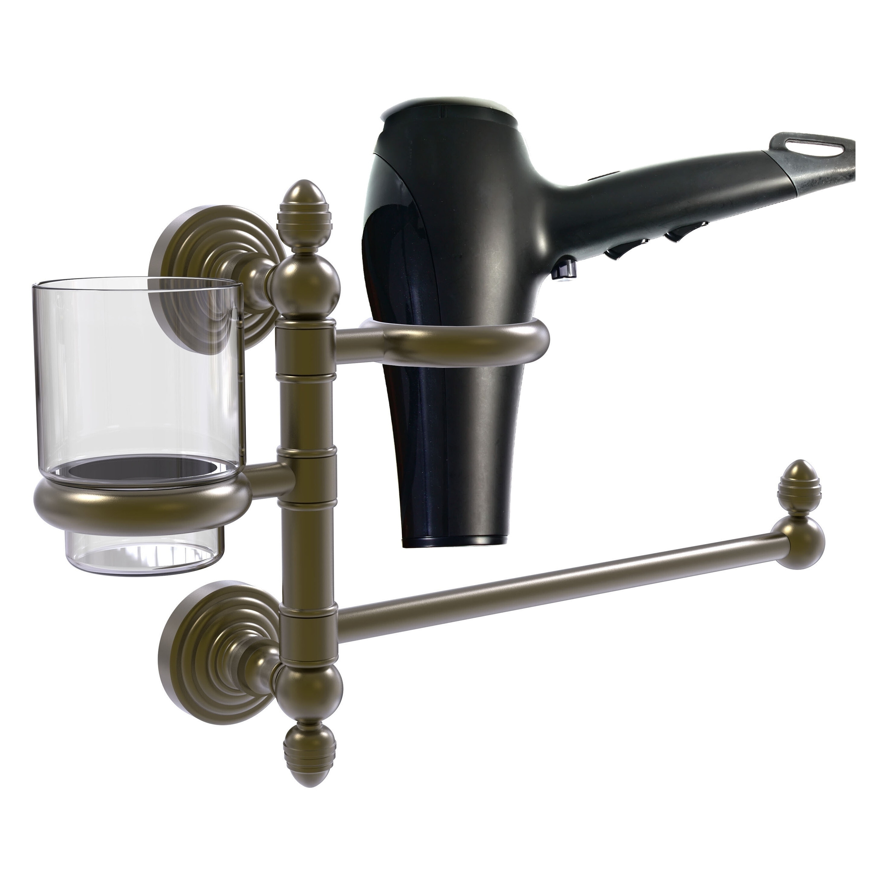 Set de accesorios decorativos para baño de latón antiguo de Waverly Place de 2 piezas Allied Brass, incluye barra de toalla.
