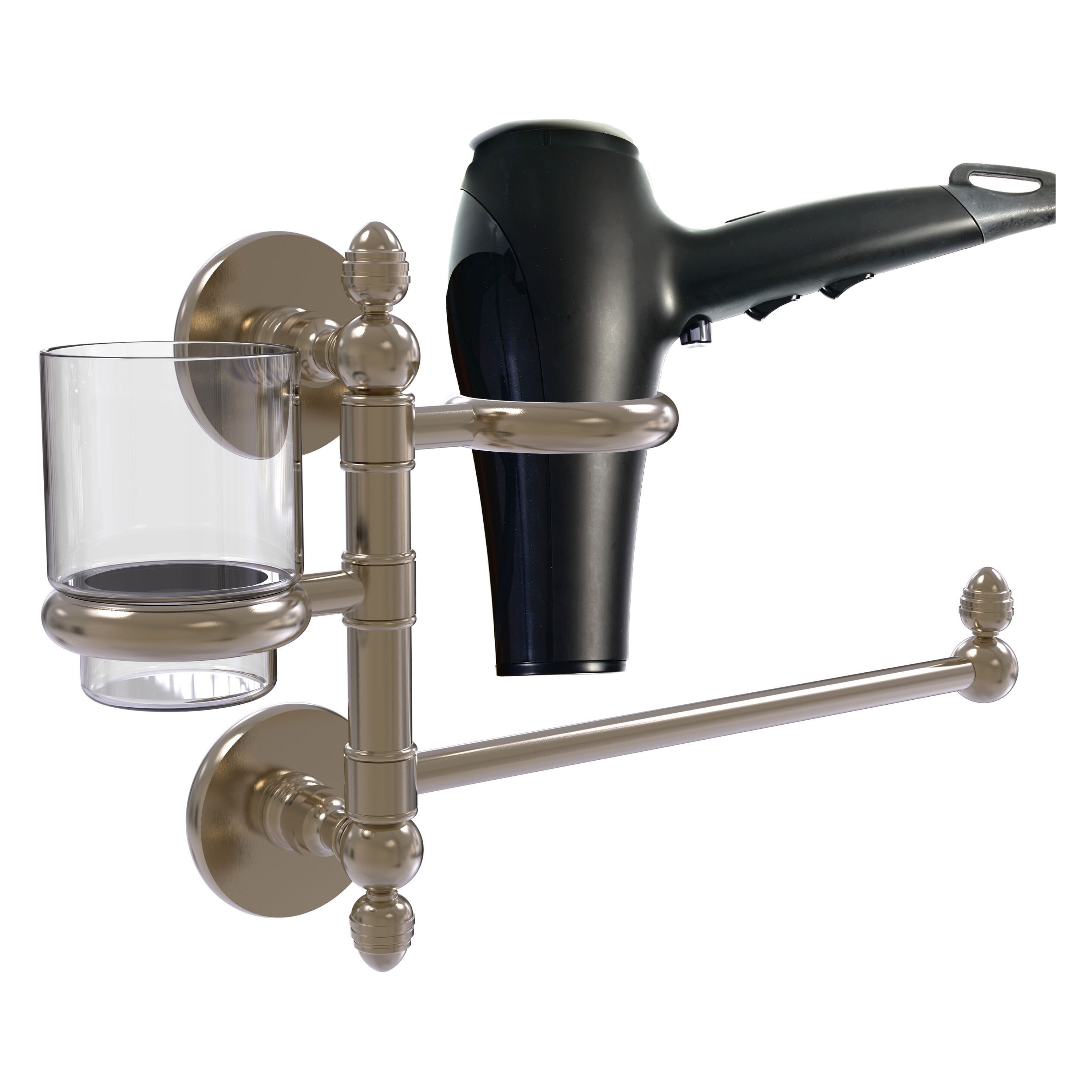 Juego de accesorios decorativos para baño de 2 piezas de latón envejecido Prestige Skyline, incluye barra para toallas - Pewter Antiguo