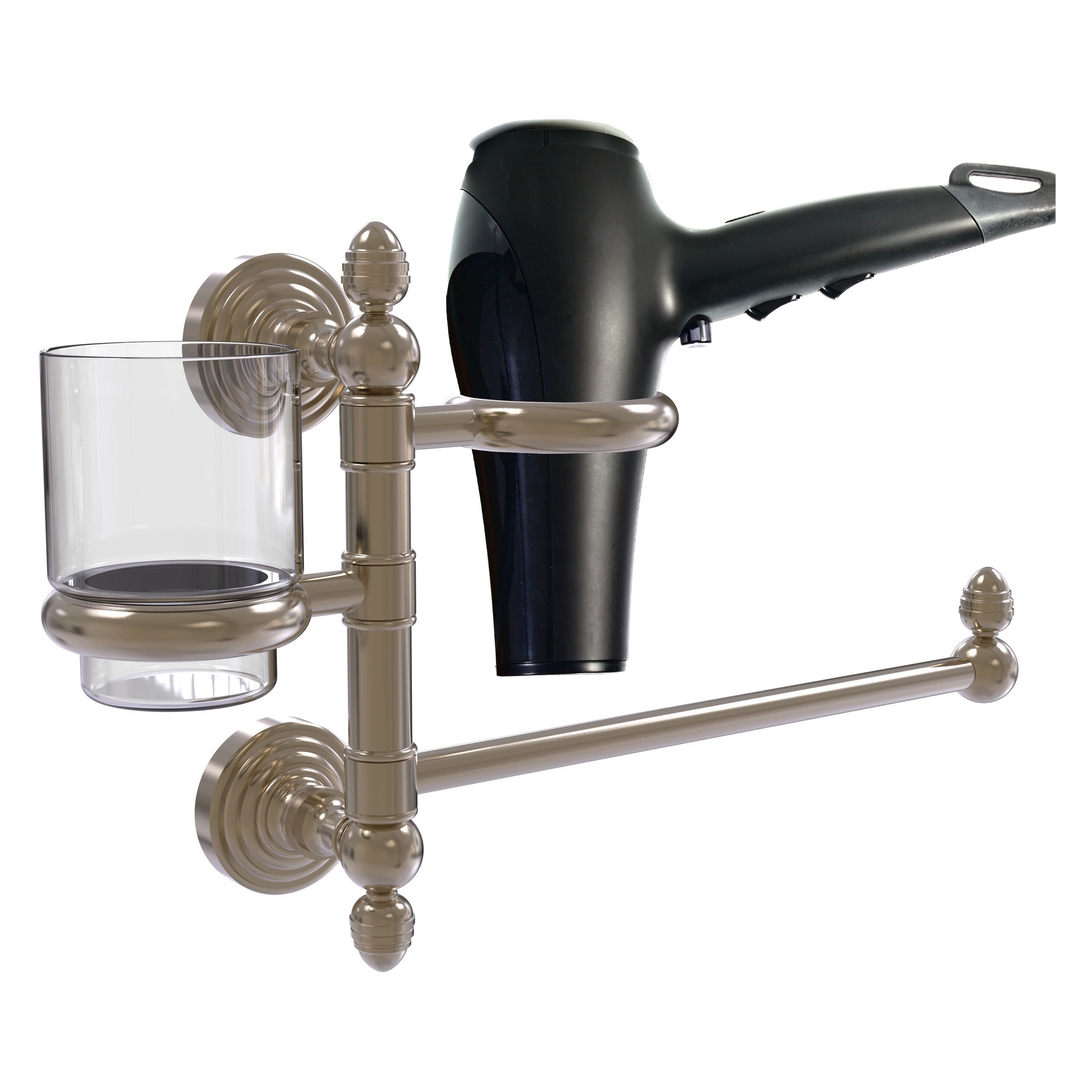 Juego de accesorios decorativos para baño de 2 piezas en peltre antiguo Waverly Place de Allied Brass, incluye barra de toallas WP-GTBD-1-PEW