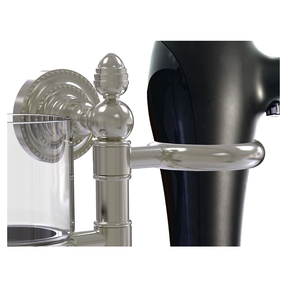 Set de accesorios decorativos para baño de dos piezas en níquel satinado con diseño de "Dottingham" de Allied Brass. Incluye barra para toallas.