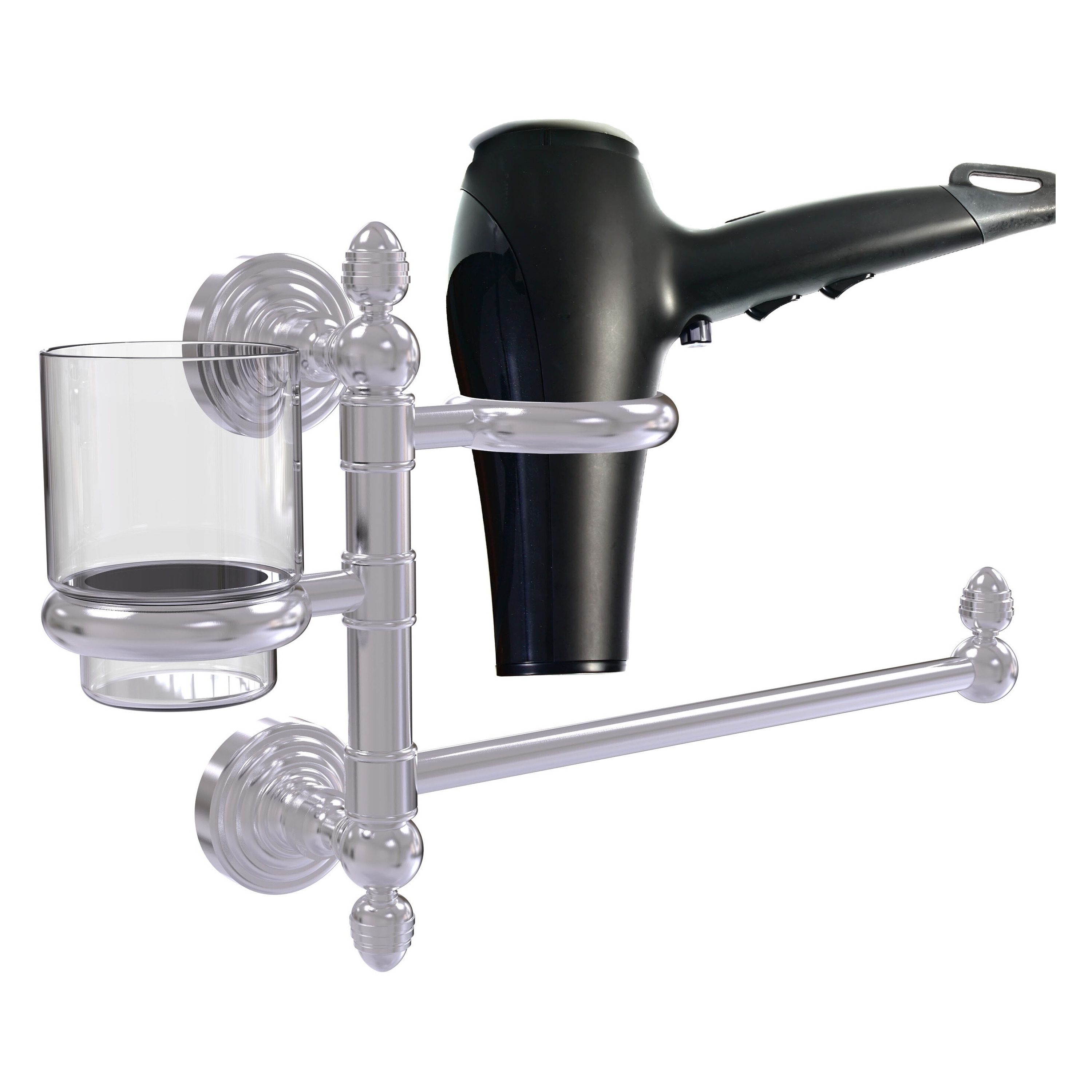 Juego de accesorios decorativos para baño de 2 piezas en cromo satinado, incluye barra de toalla Waverly Place de Allied Brass.