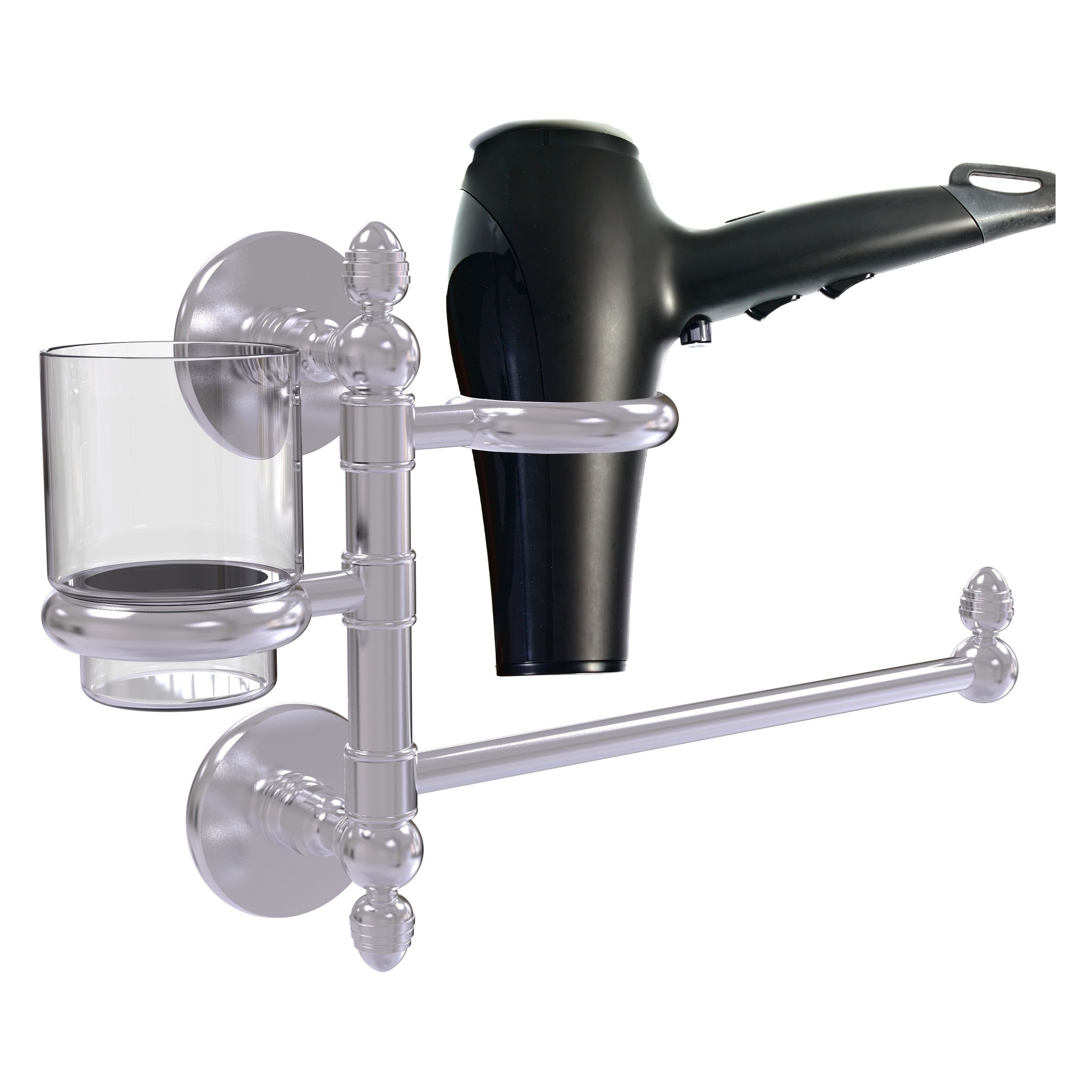 Juego de accesorios de baño decorativos de 2 piezas en cromo satinado de la línea Prestige Skyline de Allied Brass, incluye barra de toalla