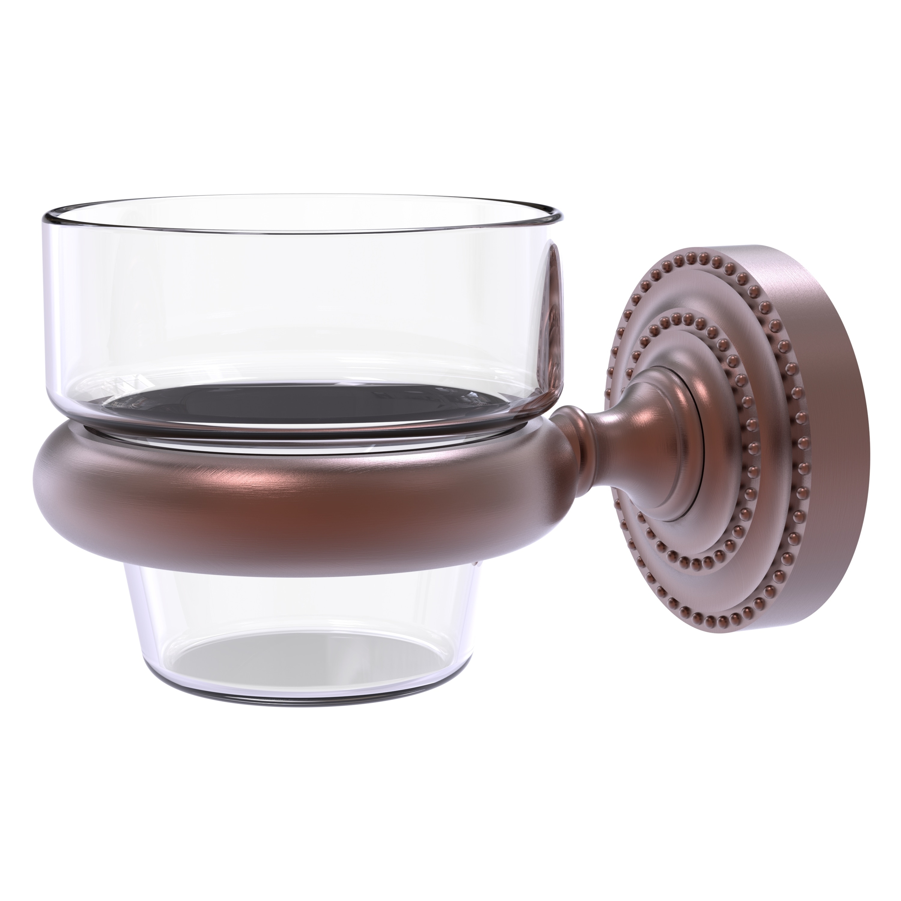 Set de accesorios decorativos para baño 2 piezas en cobre  antiguo con diseño de puntos Dottingham de Allied Brass incluido DT-64-CA.