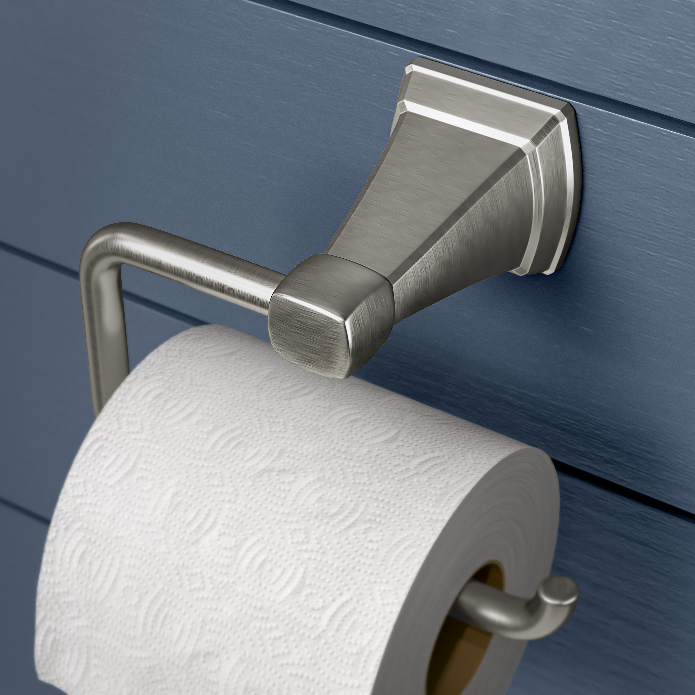 Set de accesorios decorativos de baño en níquel cepillado Delta 3 piezas Flynn Spotshield: Barra para toallas, porta papel higiénico y anillo para toallas incluidos FLY63-DN