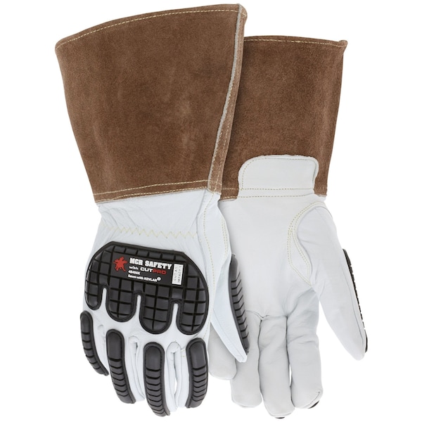 Guantes de seguridad Mcr, de cabra con grano y forro de Kevlar con TPR M S, paquete de 12 - 48406KS