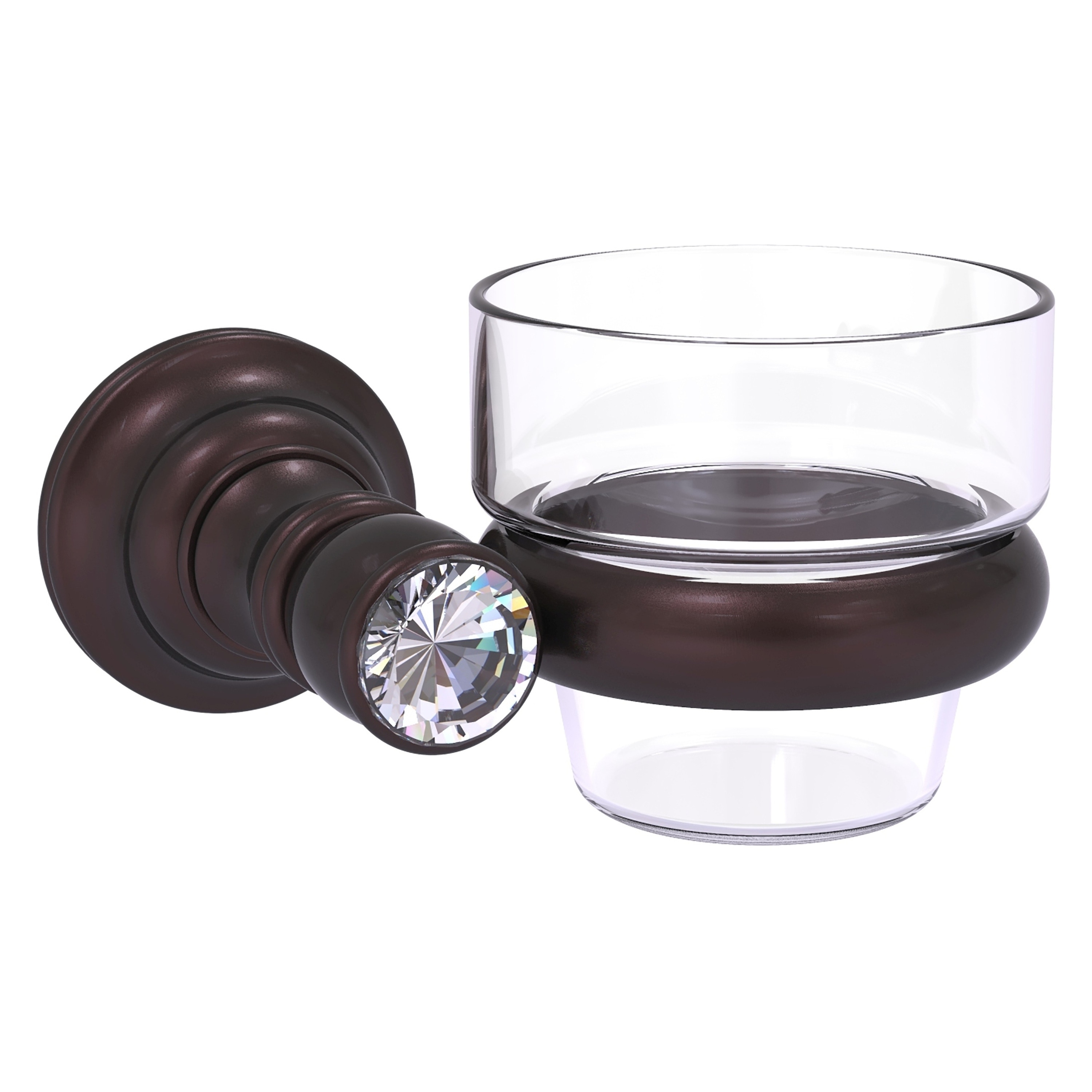 Juego de accesorios decorativos para baño en bronce antiguo con cristales Carolina, 2 piezas incluidas