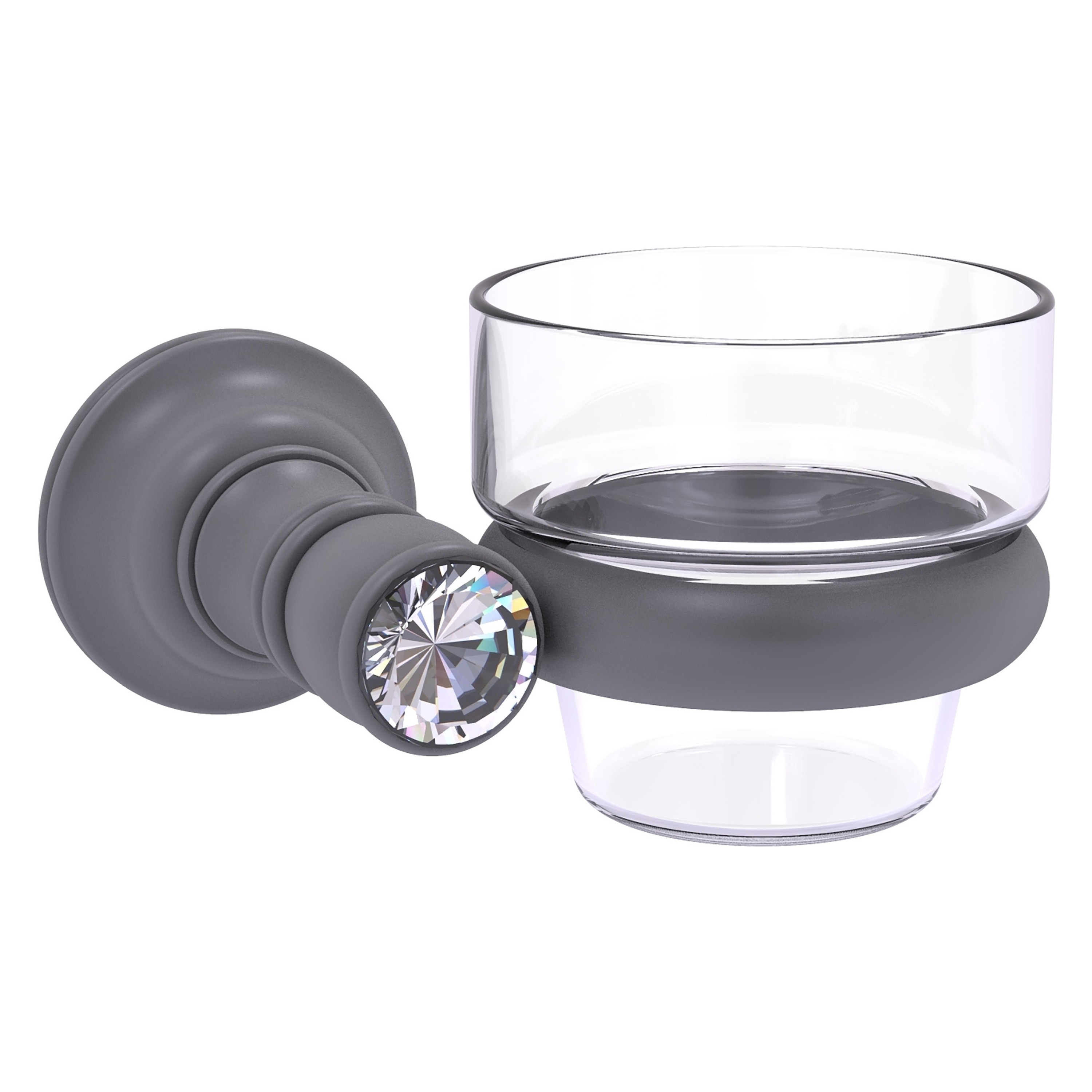 Juego de Accesorios de Baño Decorativo en Gris Mate con Cristales de Carolina de 2 Piezas incluidos