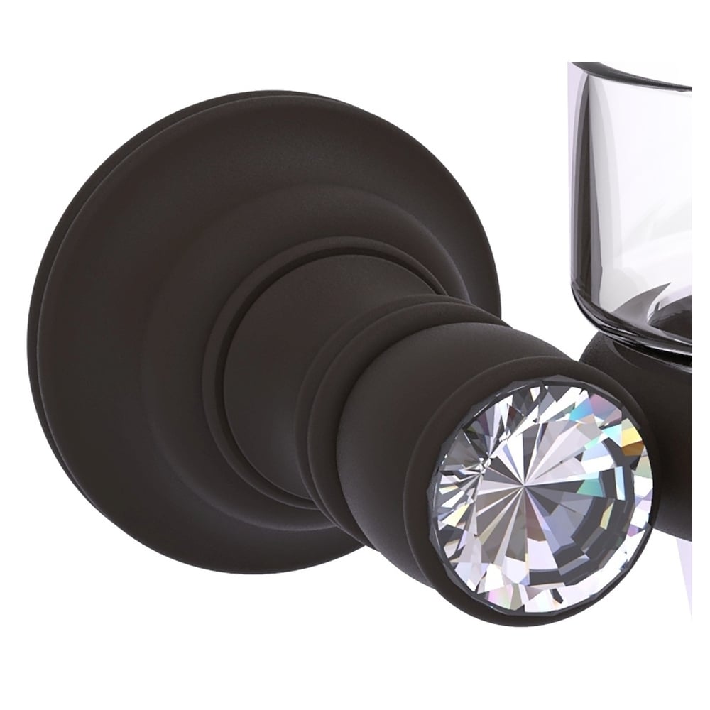 Juego de accesorios decorativos para baño de bronce aceitado con cristales, incluye 2 piezas Carolina Crystal.