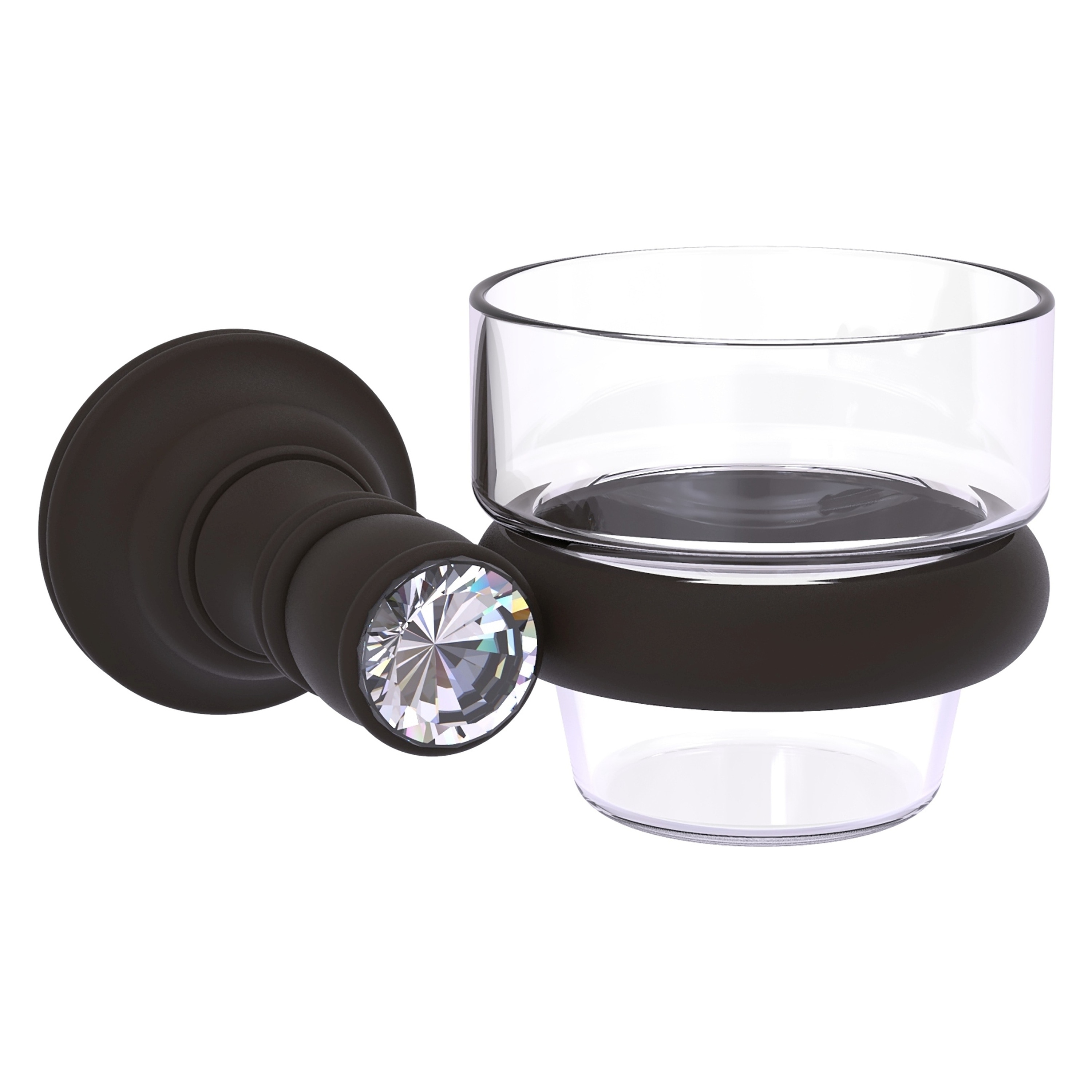 Juego de accesorios decorativos para baño de bronce aceitado con cristales, incluye 2 piezas Carolina Crystal.