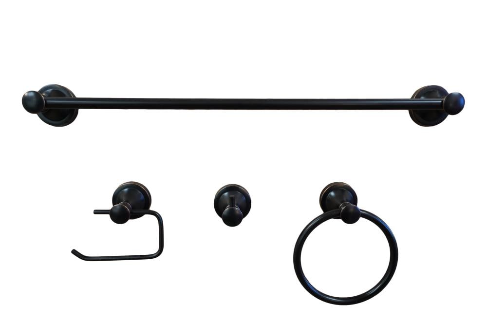 Juego de accesorios de baño decorativos de bronce aceitado de 4 piezas Dyconn Faucet Londres - Barra para toallas, portarrollos de papel, argolla para toallas, gancho para batas incluidos BLN4SET24-ORB