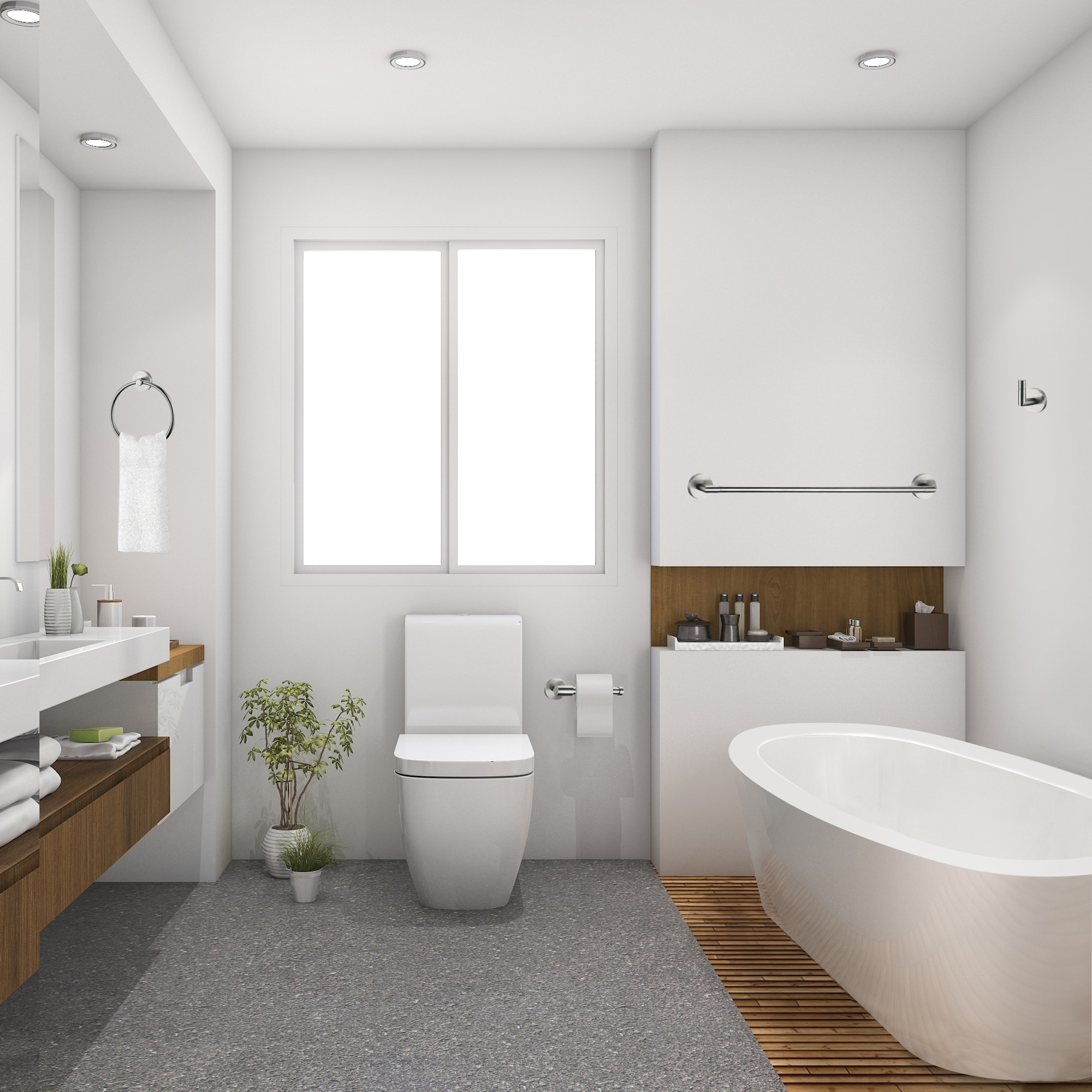 Juego de accesorios de baño decorativos de 4 piezas en cromo pulido para baño Graz de Design House - Incluye barra de toallas, portarrollos, argolla de toalla y gancho para batas