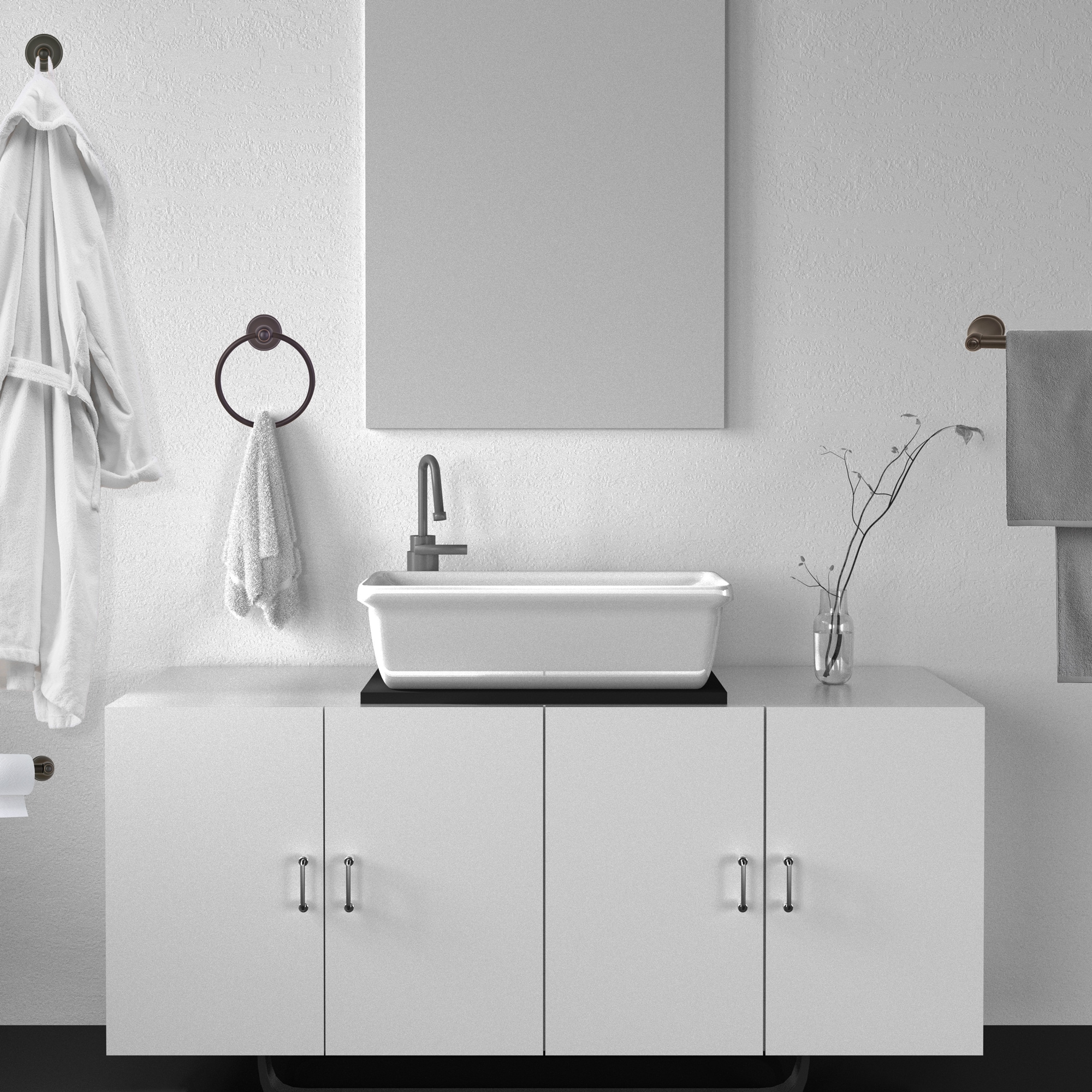 Juego de accesorios decorativos para baño en bronce aceitado de 4 piezas de Design House - Incluye barra de toallas, porta papel higiénico, anillo de toallas y gancho para batas.