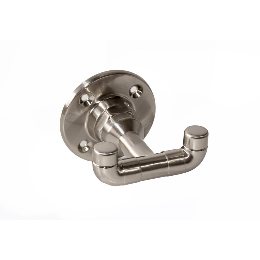 Juego de accesorios decorativos para baño de 4 piezas Kimball en níquel satinado de Design House. Incluye barra de toalla, porta papel higiénico, anillo de toalla y gancho para batas.