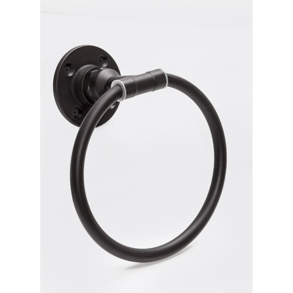 Set de accesorios decorativos para baño en negro satinado Kimball de 4 piezas - Barra para toallas, porta rollo de papel higiénico, argolla para toalla, gancho para batas incluidos 188581.
