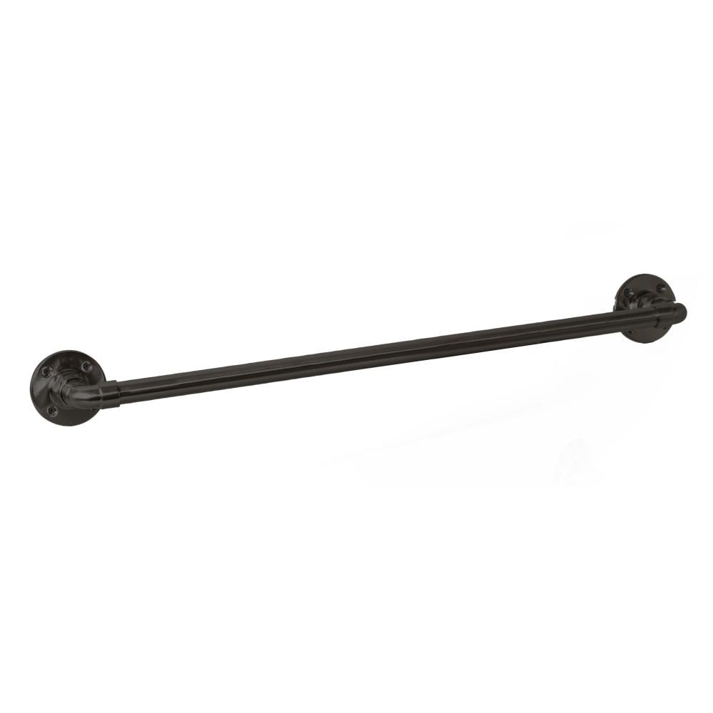 Set de accesorios decorativos para baño en negro satinado Kimball de 4 piezas - Barra para toallas, porta rollo de papel higiénico, argolla para toalla, gancho para batas incluidos 188581.