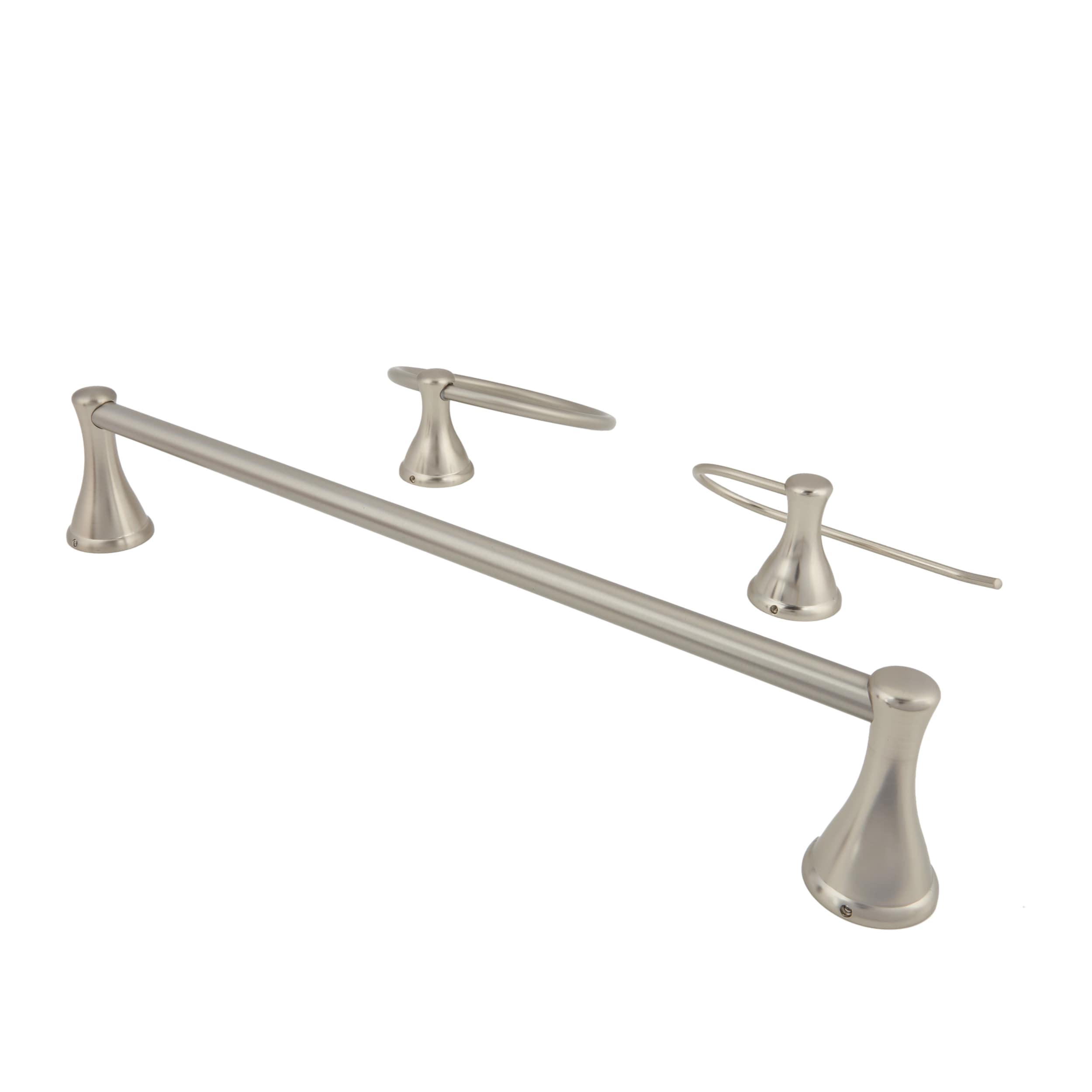 Juego de accesorios decorativos para baño de 3 piezas Bailey en níquel cepillado, incluye barra de toallas, portarrollos y argolla para toallas - FSI 2403KIT BN