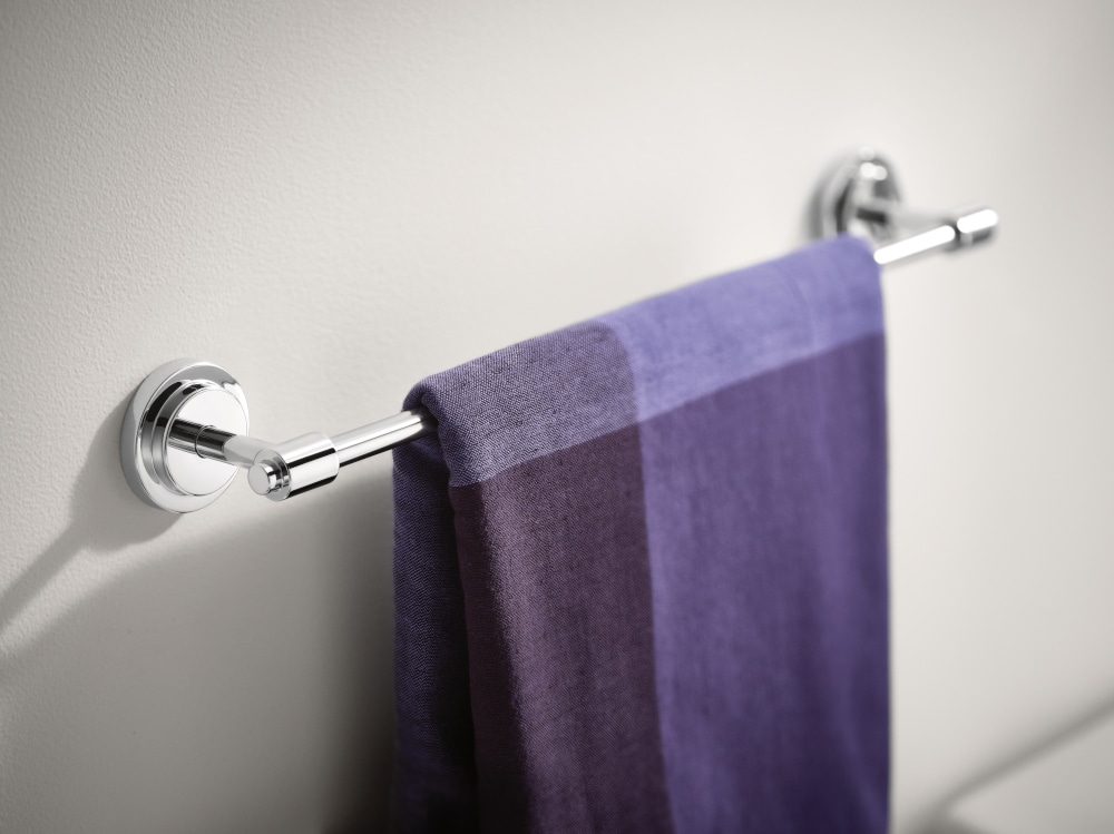 Juego de accesorios de baño decorativos de cromo Moen 3 Piezas - Barra de toallas, porta papel higiénico, argolla de toallas incluidos DN0793CH