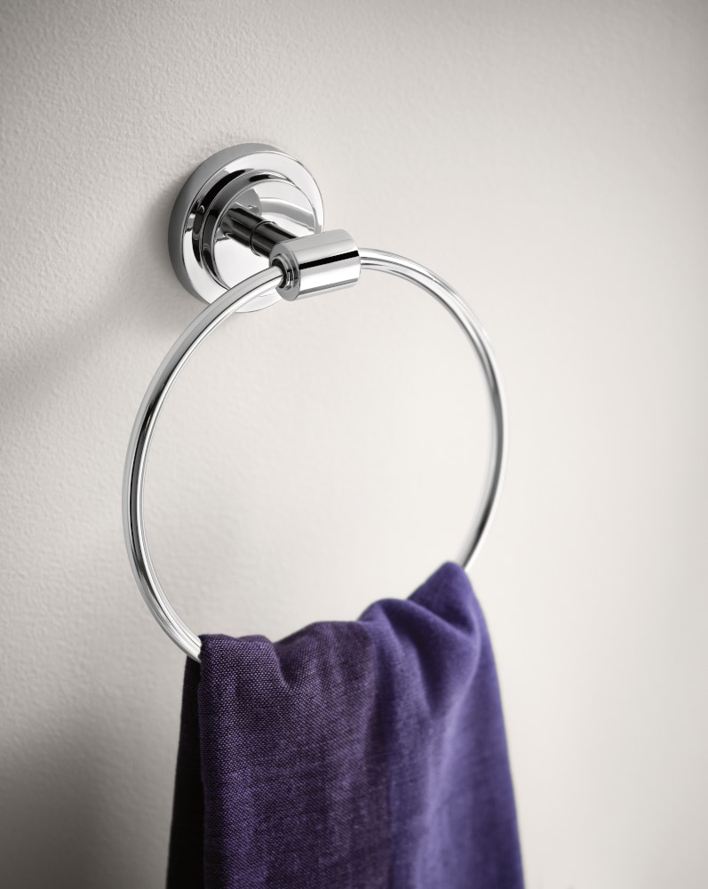 Juego de accesorios de baño decorativos de cromo Moen 3 Piezas - Barra de toallas, porta papel higiénico, argolla de toallas incluidos DN0793CH