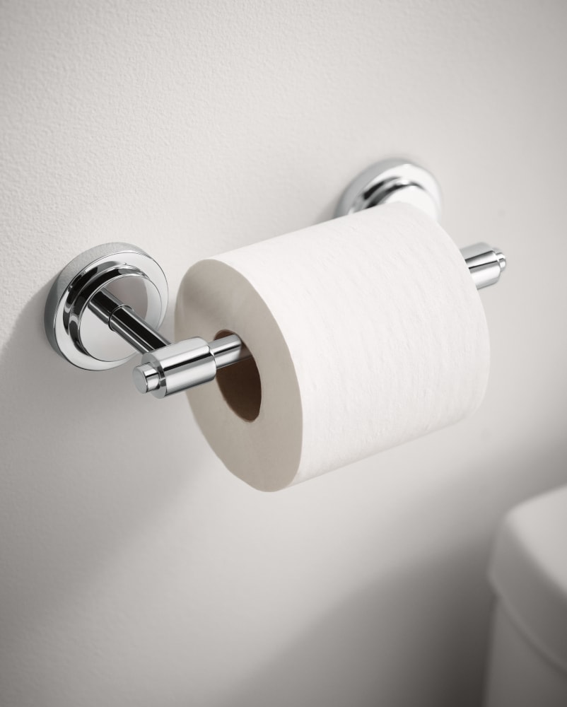Juego de accesorios de baño decorativos de cromo Moen 3 Piezas - Barra de toallas, porta papel higiénico, argolla de toallas incluidos DN0793CH