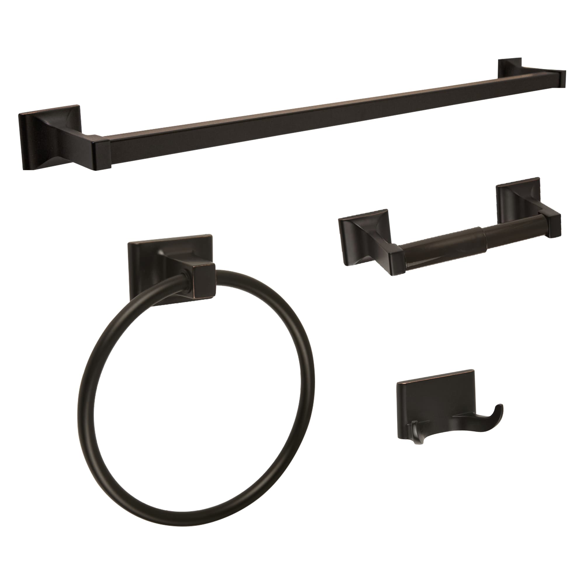 Juego de Accesorios Decorativos para Baño en Bronce Aceitado Millbridge de 4 Piezas: Barra para Toallas, Portarrollos, Argolla para Toallas y Gancho para Batas incluidos 560854