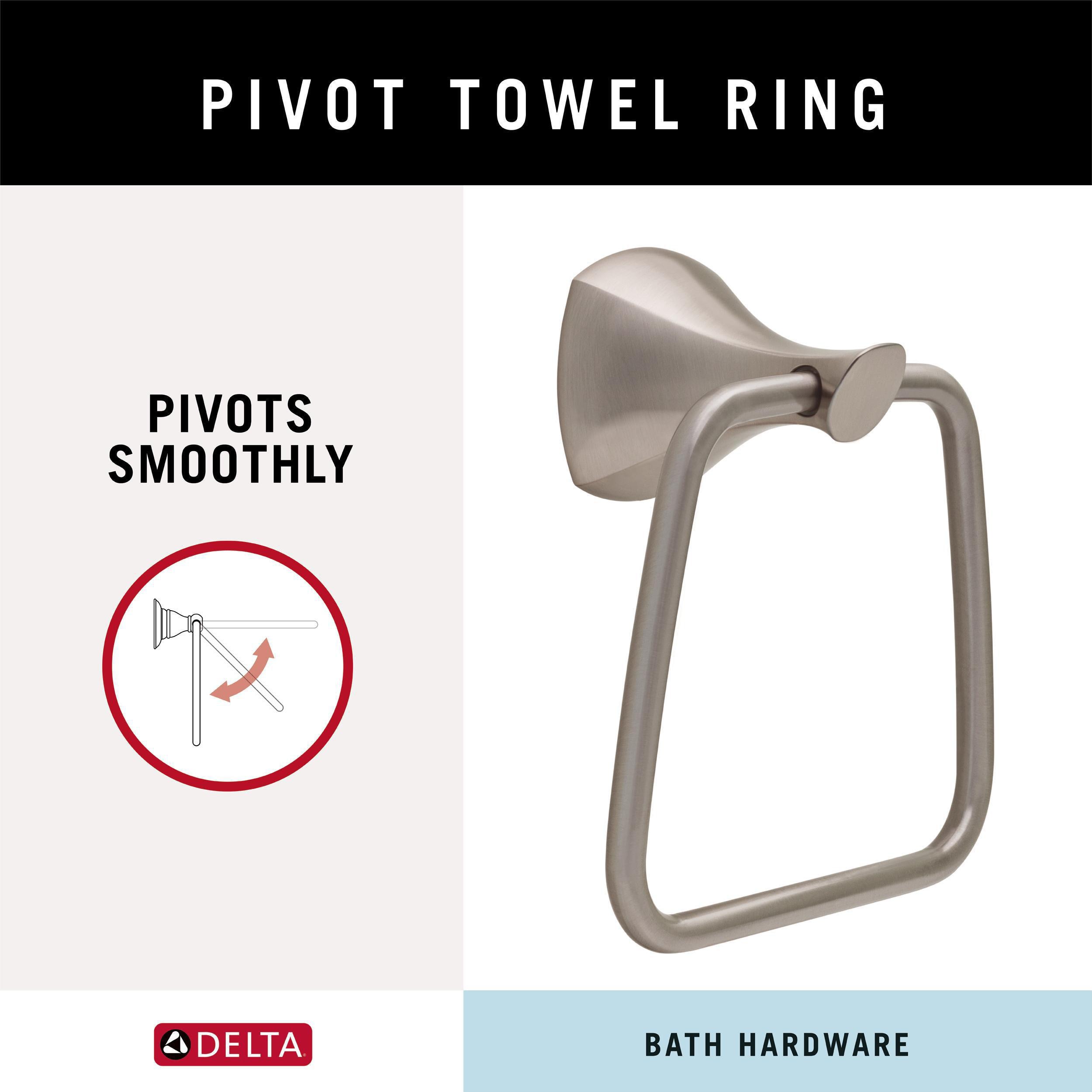 Juego de Accesorios Decorativos para Baño en Níquel Cepillado Delta Sandover de 4 Piezas con Protección Antimanchas - Barra de Toalla, Porta Papel Higiénico, Anillo de Toalla y Gancho para Bata incluidos