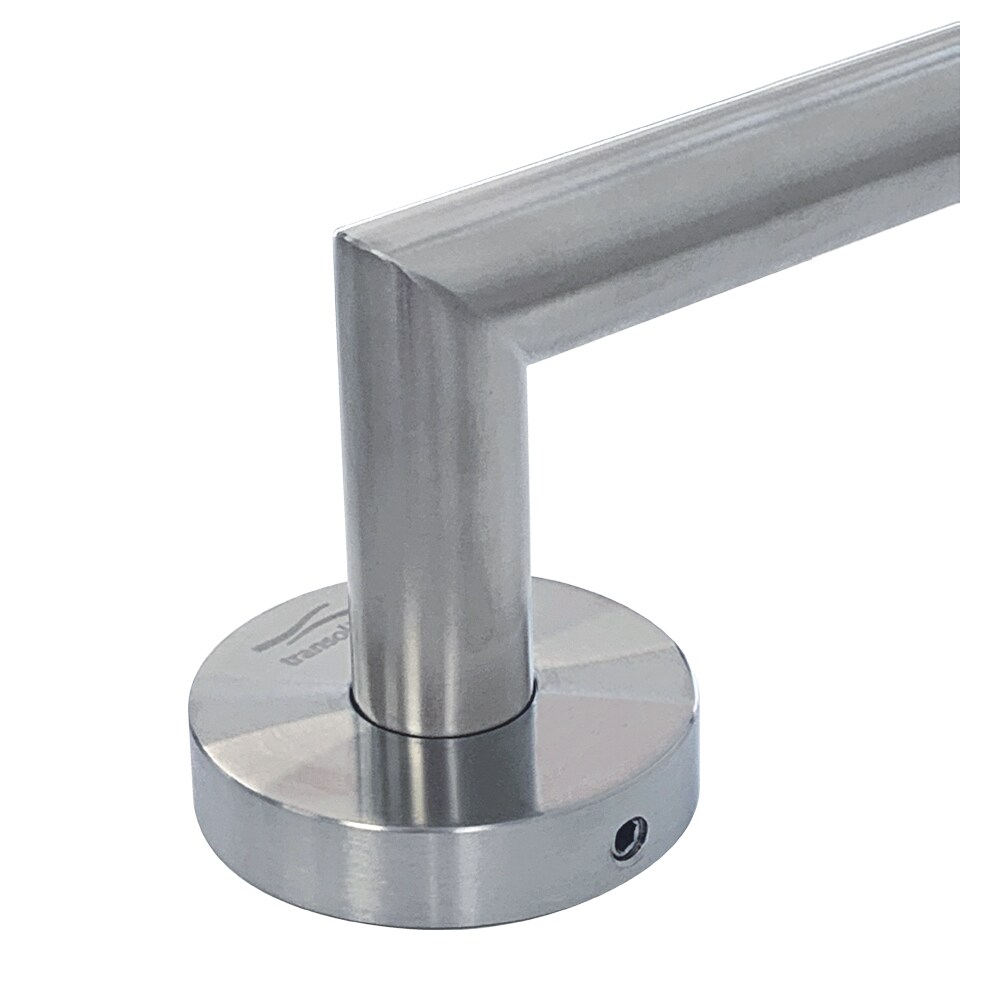 Juego de accesorios de baño decorativos de acero inoxidable cepillado de 3 piezas Turín Transolid: barra de toallas, porta papel higiénico, argolla de toallas y gancho para bata incluido.