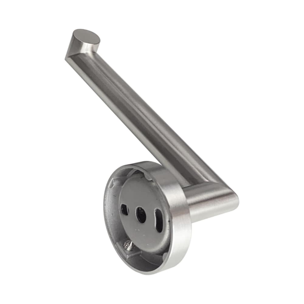 Juego de accesorios de baño decorativos de acero inoxidable cepillado de 3 piezas Turín Transolid: barra de toallas, porta papel higiénico, argolla de toallas y gancho para bata incluido.