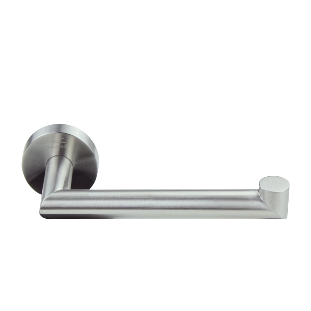 Juego de accesorios de baño decorativos de acero inoxidable cepillado de 3 piezas Turín Transolid: barra de toallas, porta papel higiénico, argolla de toallas y gancho para bata incluido.