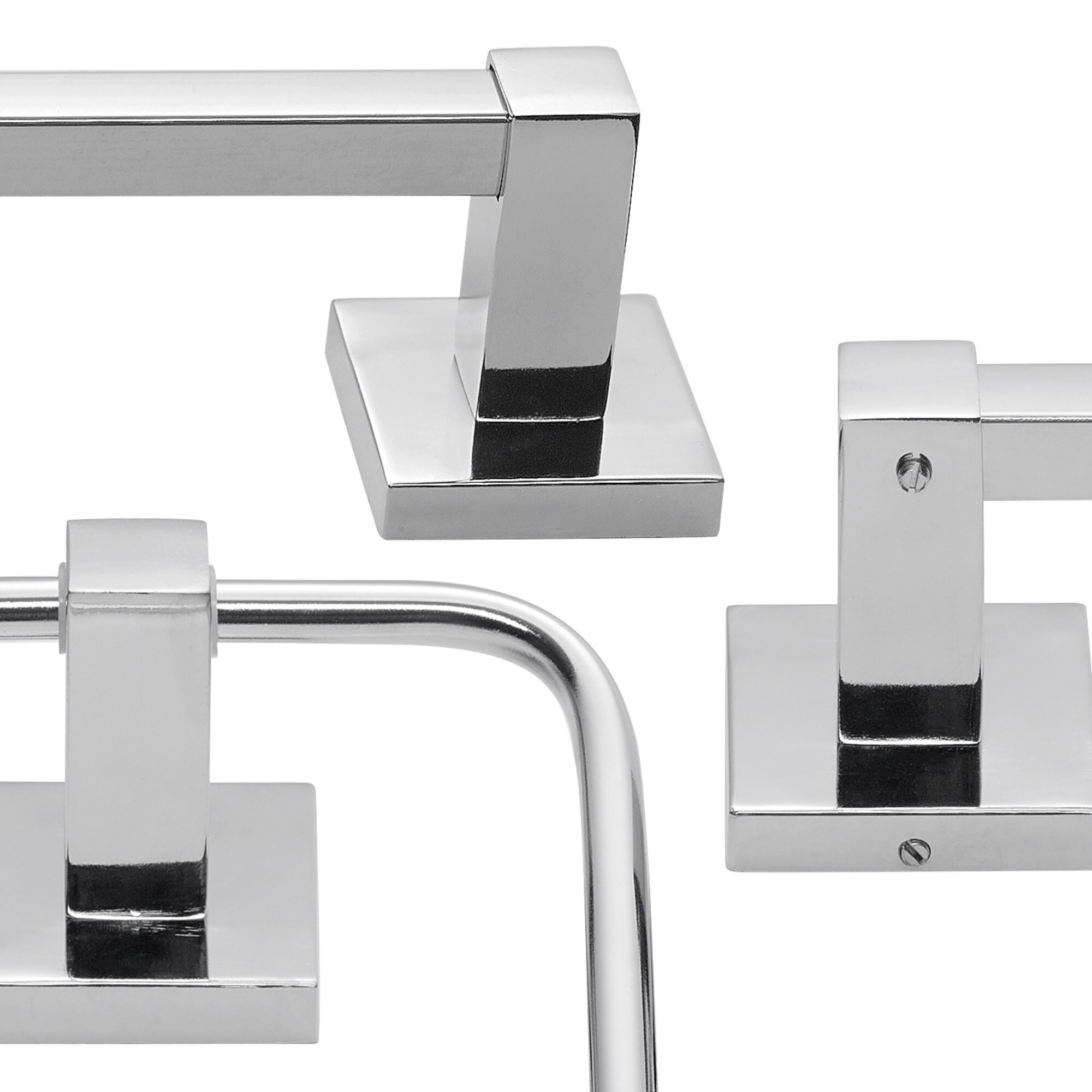 Juego de accesorios de baño decorativos de cromo/pulido de 4 piezas de Globe Electric - Barra de toallas, portarrollos, aro de toallas y gancho para batas incluidos 51368