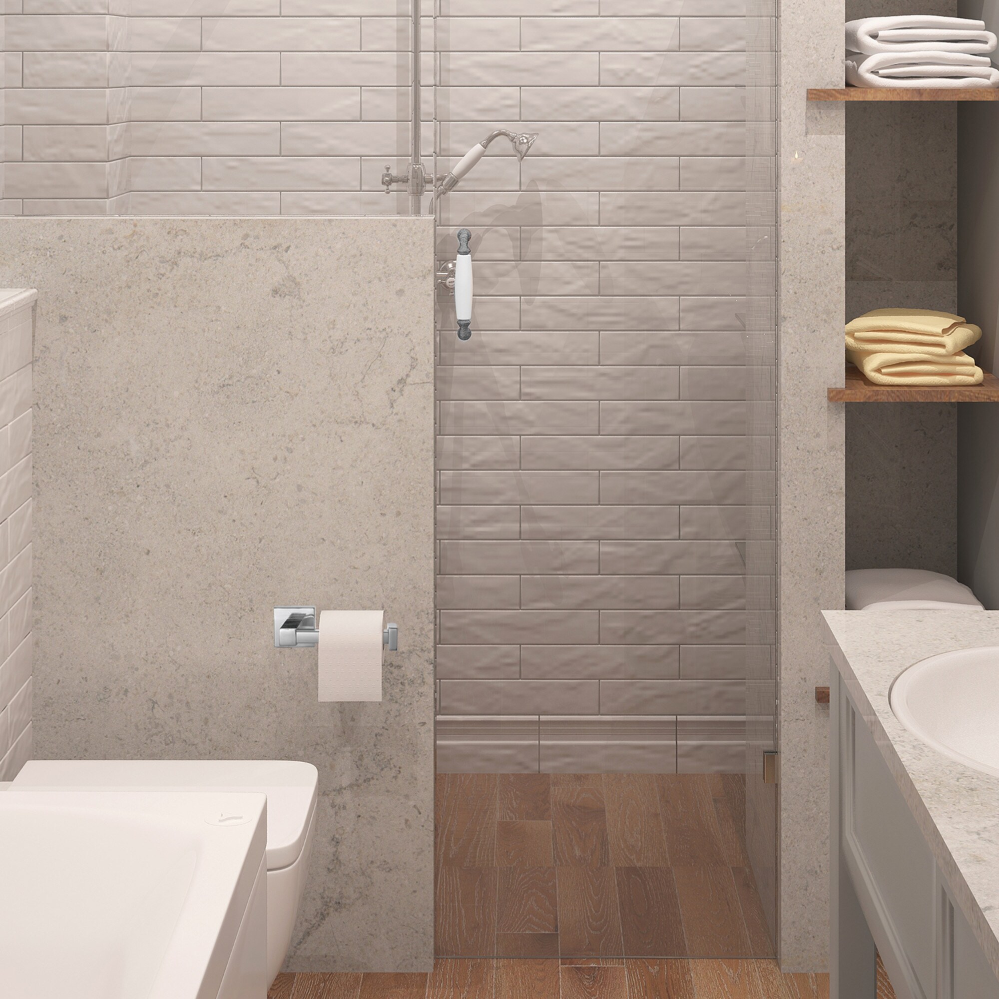 Juego de accesorios de baño decorativos de cromo/pulido de 4 piezas de Globe Electric - Barra de toallas, portarrollos, aro de toallas y gancho para batas incluidos 51368