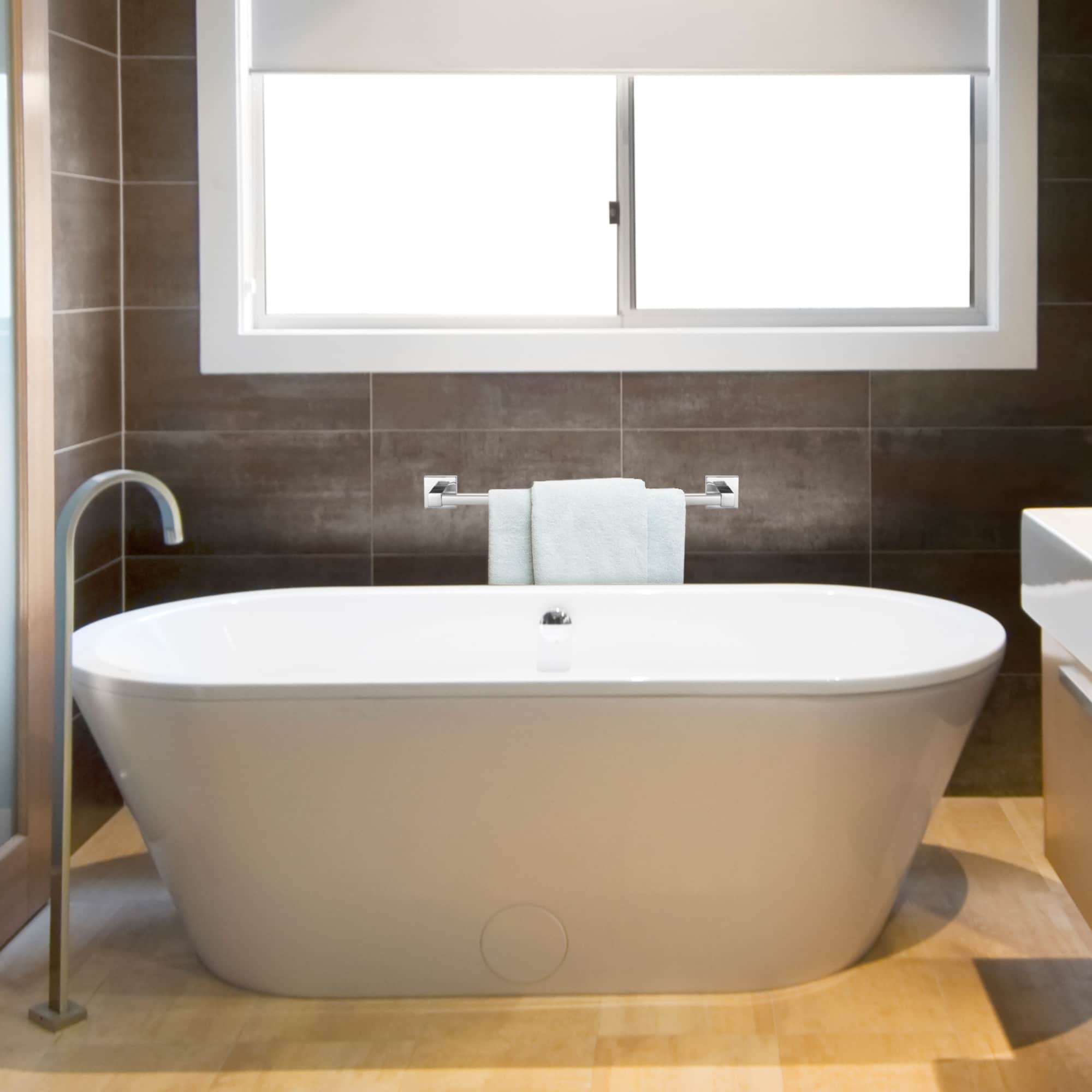 Juego de accesorios de baño decorativos de cromo/pulido de 4 piezas de Globe Electric - Barra de toallas, portarrollos, aro de toallas y gancho para batas incluidos 51368
