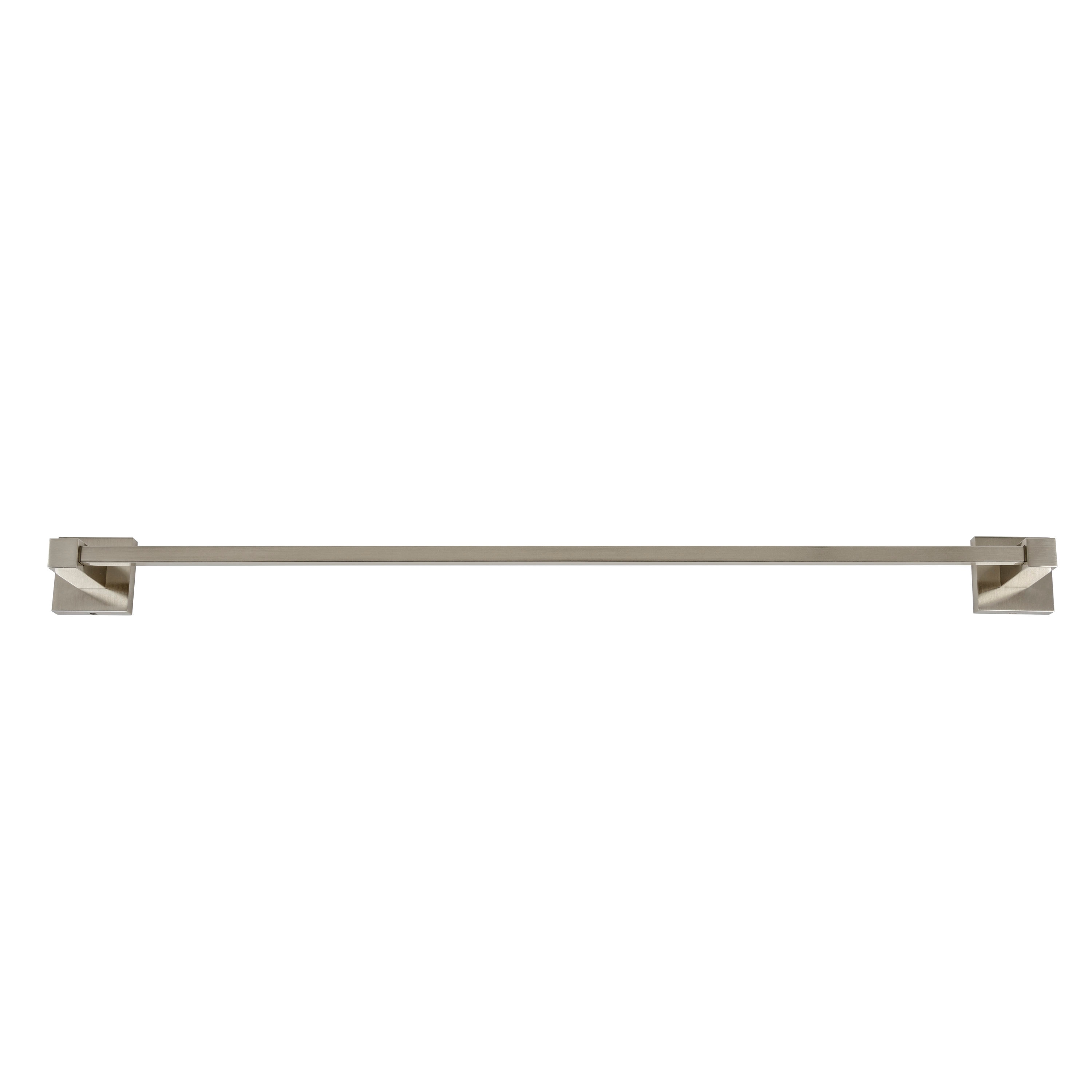 Juego de accesorios decorativos para baño estilo Capri de níquel cepillado de 4 piezas - Barra para toallas, porta papel higiénico, gancho para batas incluidos