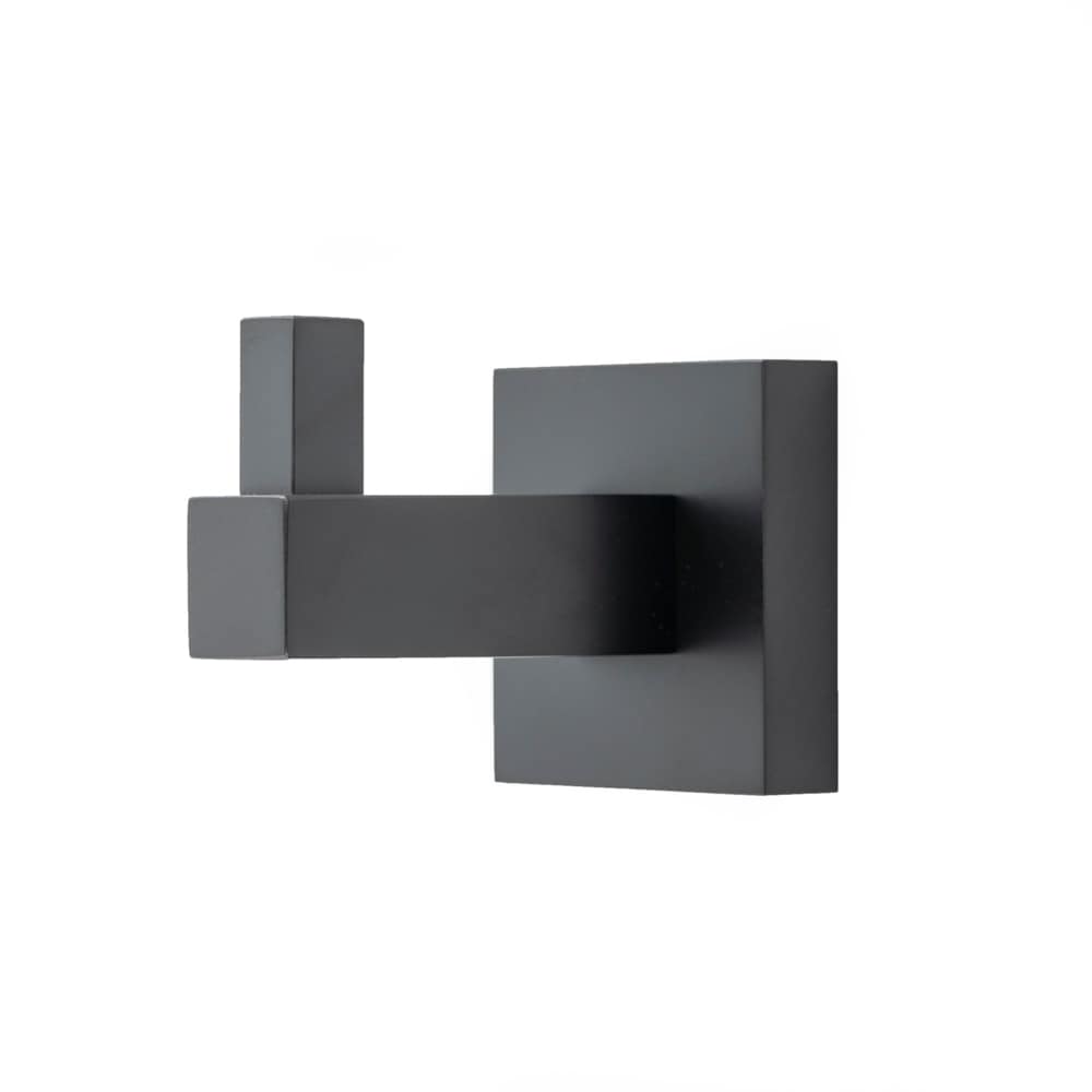 Juego de accesorios de baño decorativos en negro mate de 2 piezas, incluye gancho para batas - Modelo Trieste.