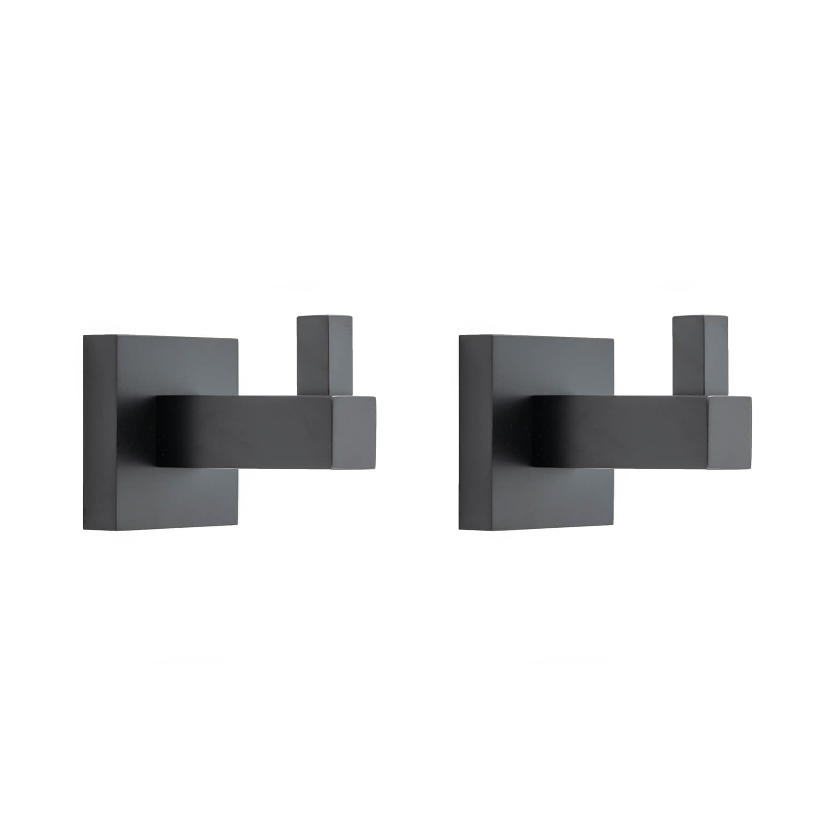Juego de accesorios de baño decorativos en negro mate de 2 piezas, incluye gancho para batas - Modelo Trieste.