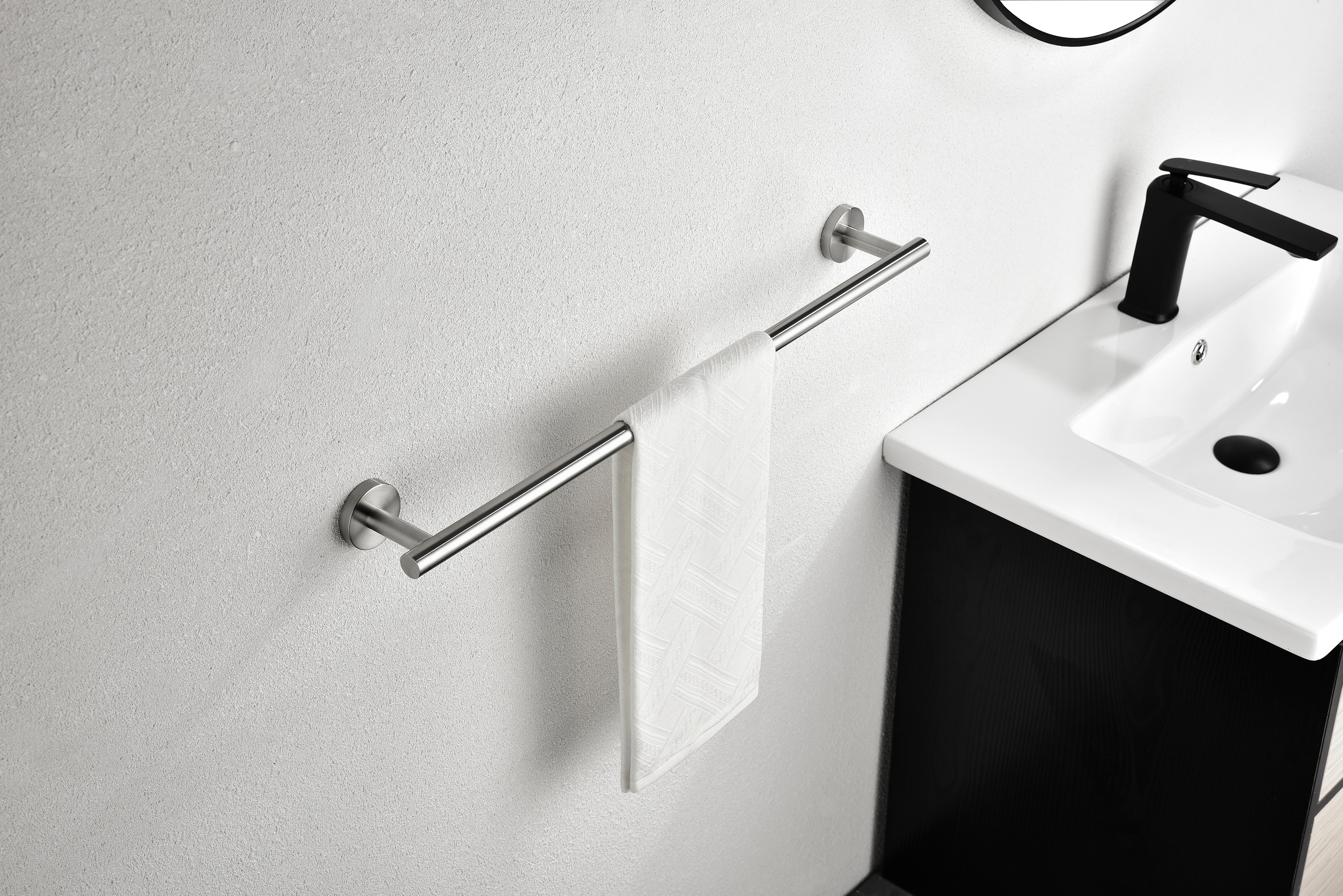 Juego de herrajes decorativos para baño de 5 piezas en níquel cepillado - Barra de toalla, portarrollos, anillo para toalla, gancho para bata incluidos WF-3300A de CASAINC