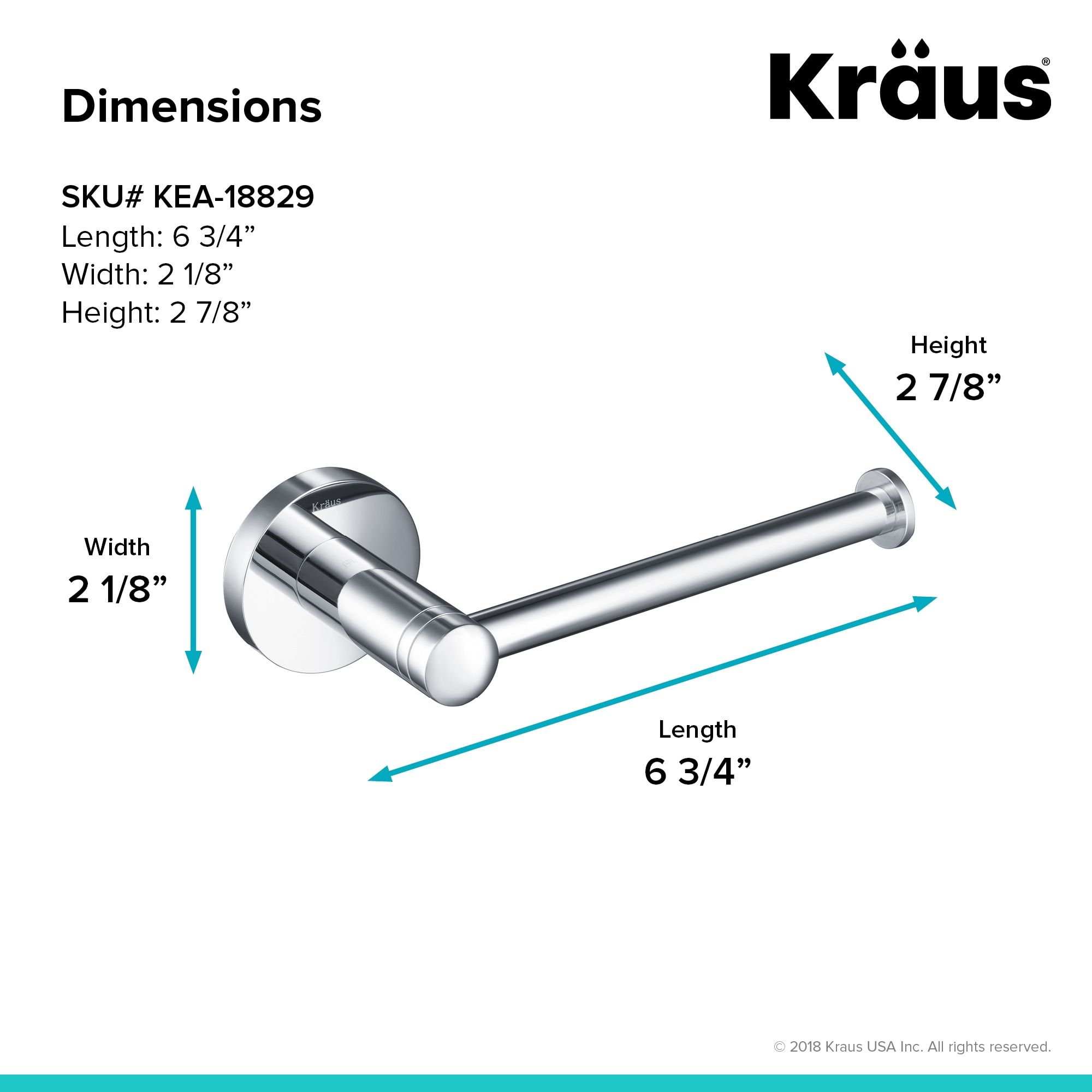 Juego de Accesorios de Baño Decorativos de Cromo de 4 Piezas Kraus - Barra de Toalla, Porta Papel Higiénico, Anillo de Toalla, Gancho para Bata incluido C-KEA-188CH