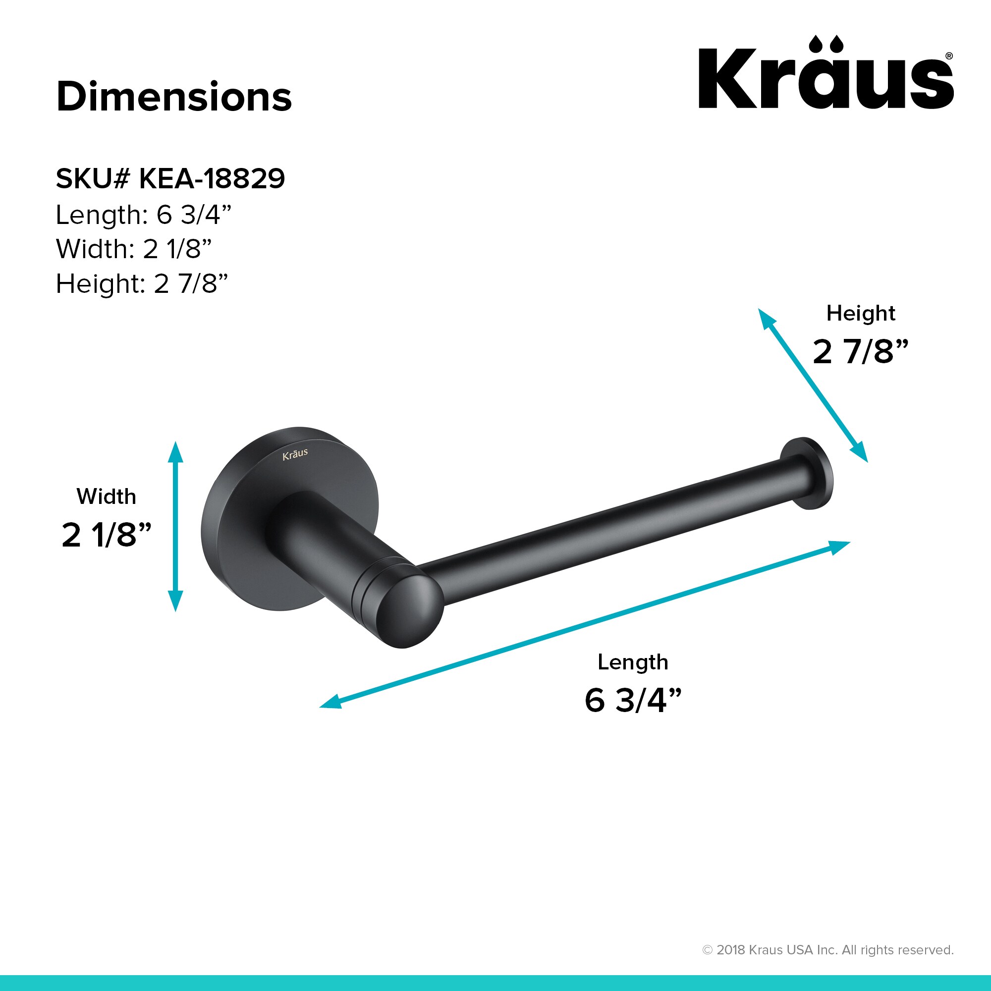 Juego de accesorios de baño decorativos en negro mate de 4 piezas Kraus - Incluye barra de toallas, porta papel, anillo para toallas y gancho para batas C-KEA-188MB