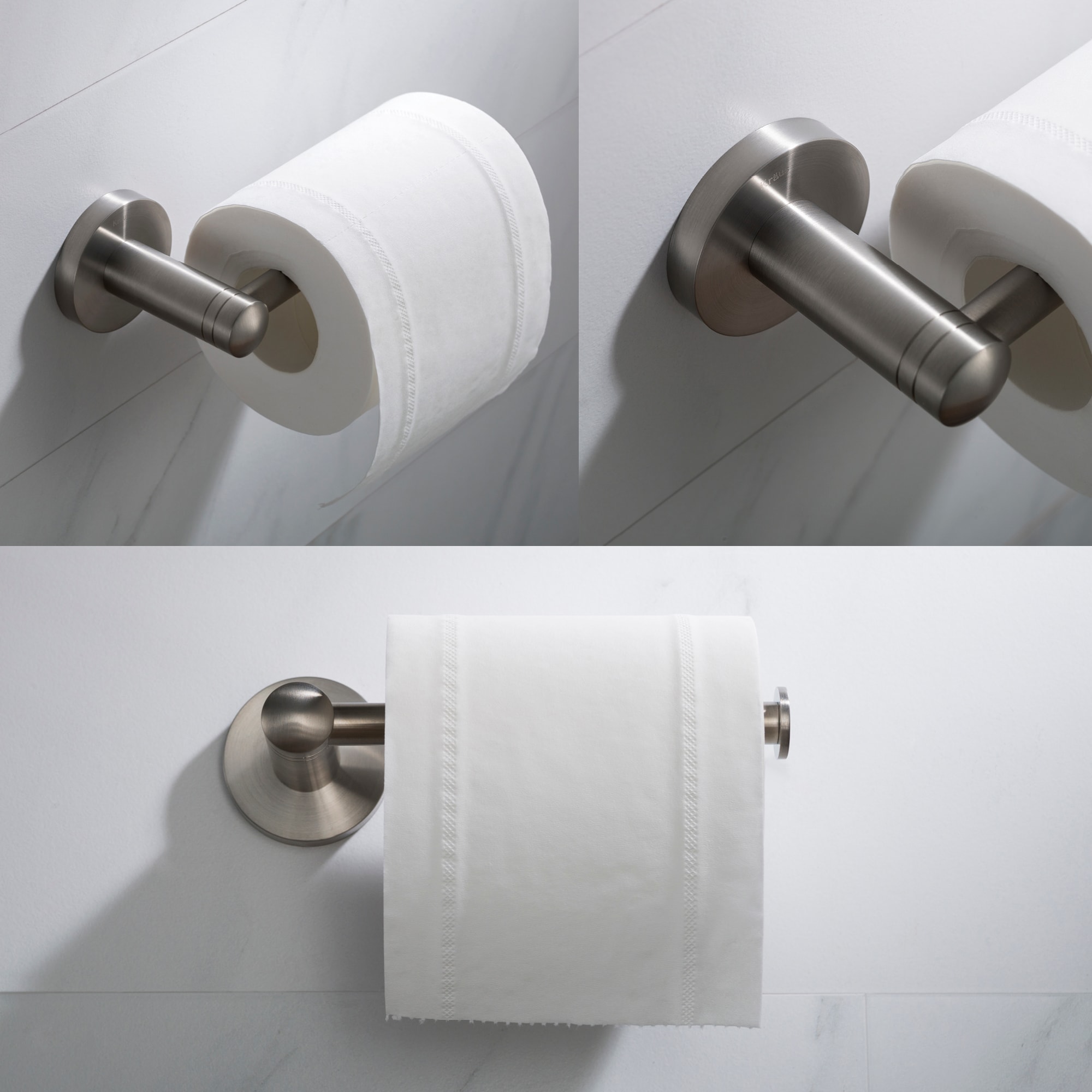 Juego de Accesorios para Baño de 4 Piezas en Níquel Cepillado - Barra para Toallas, Portarrollos, Argolla para Toalla y Gancho para Batas Incluidos C-KEA-188BN